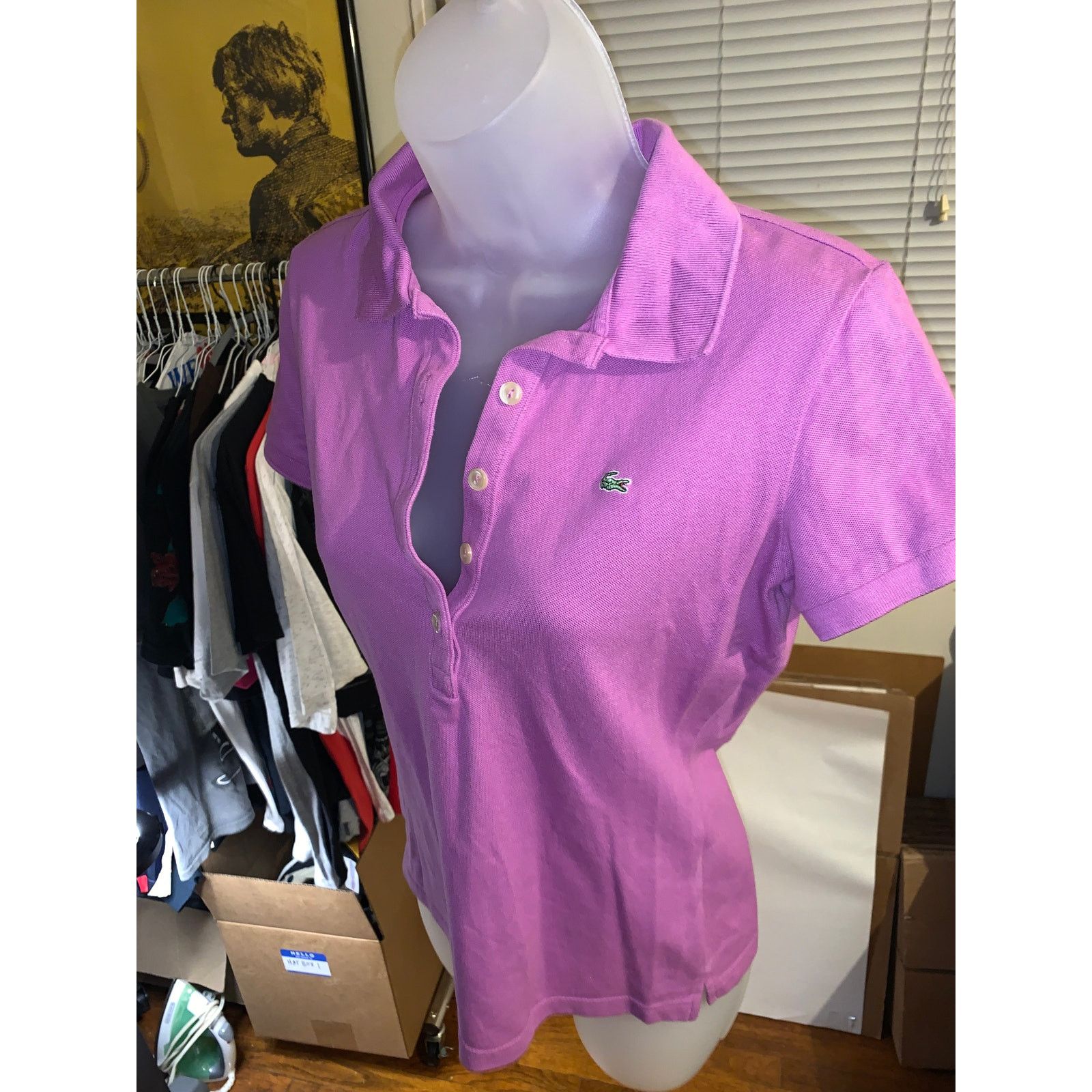 Lacoste Lacoste Purple Polo Shirt Womens Size 40 Crocodile Preppy Size XS / US 0-2 / IT 36-38 - 2 Thumbnail