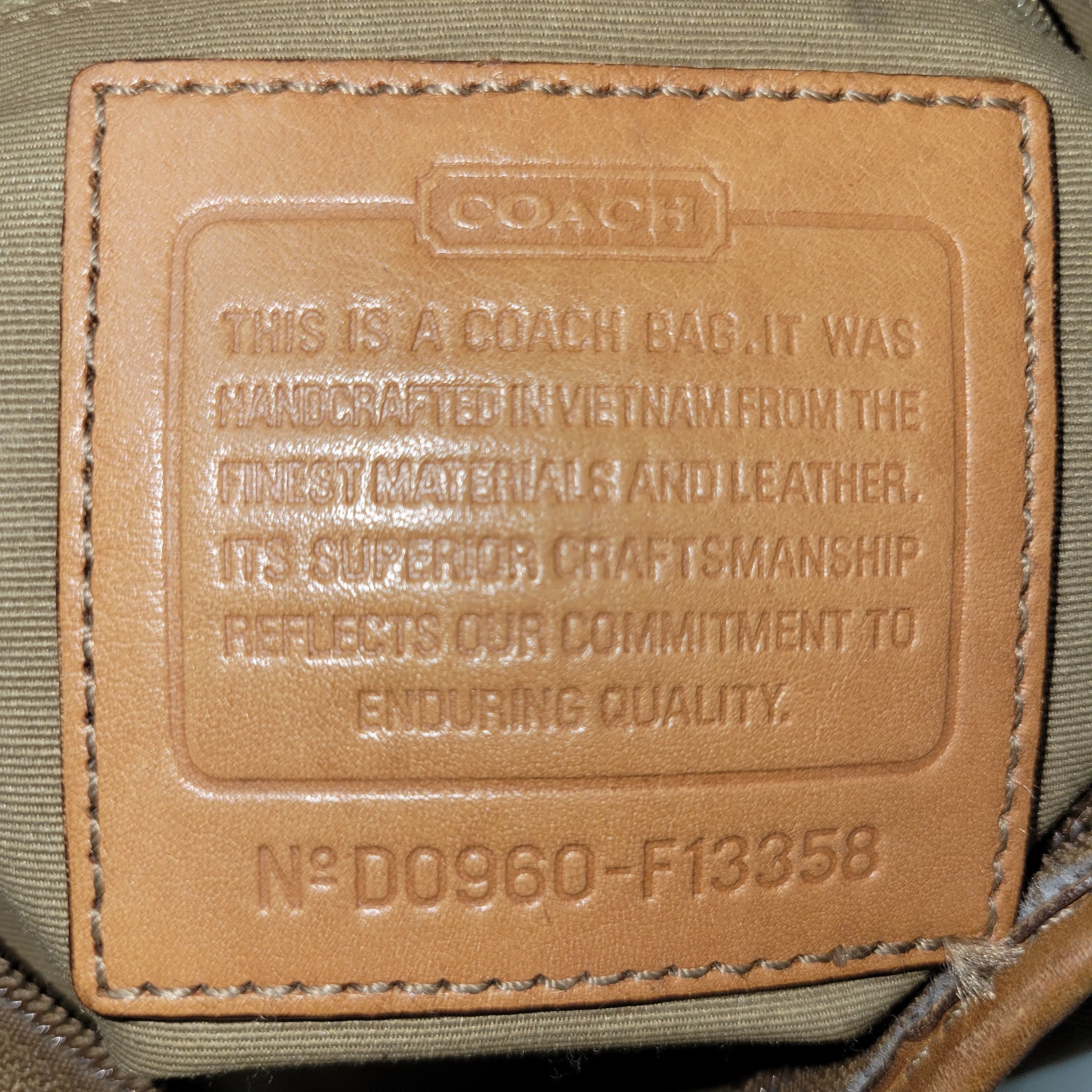 Coach Coach F13358 Brown Canvas Leather Trim Hobo Shoulder Bag Size ONE SIZE - 10 Thumbnail