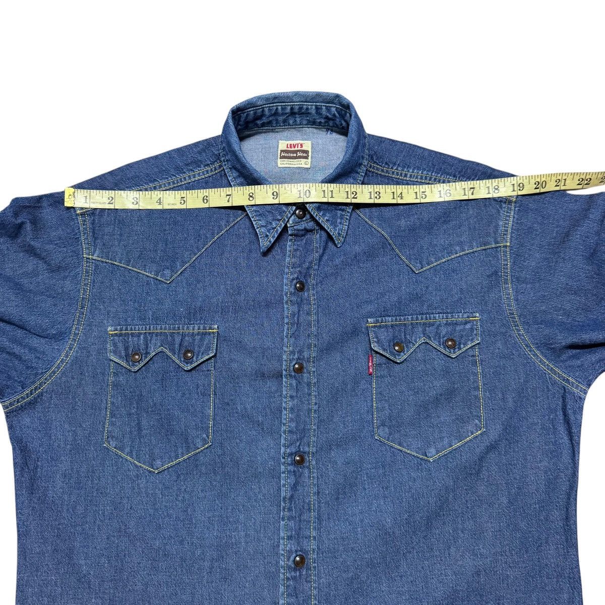 Levi's Vintage 90s Levis Big E Western Denim Shirt Selvedge Size US L / EU 52-54 / 3 - 13 Thumbnail