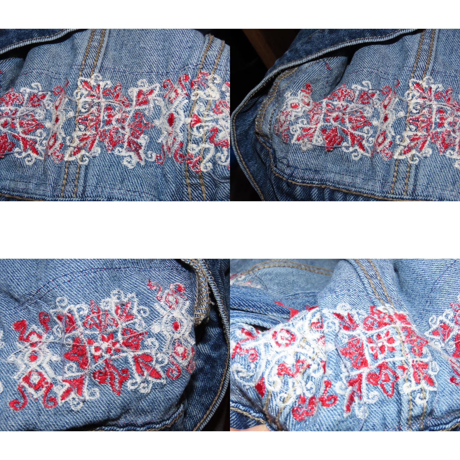 Vintage READ Agapo Collection Women's L Denim Jacket Beaded Embroidered Blue Basic Shirt? Size L / US 10 / IT 46 - 8 Thumbnail