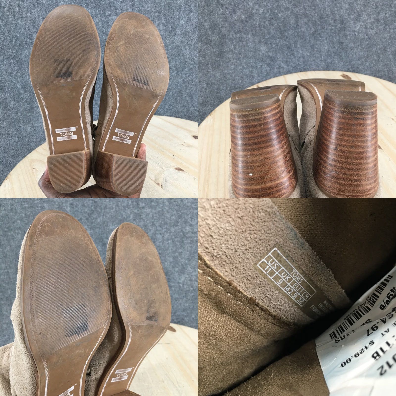 Toms TOMS Boots Womens 11 Ankle Booties Block Heels Casual Beige Suede Side Zip Shoes Size US 11 / IT 41 - 9 Thumbnail