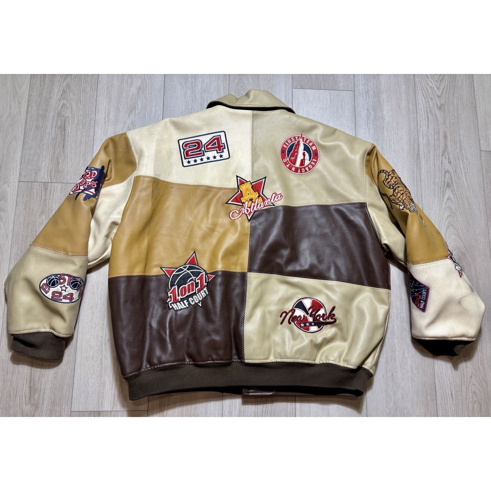 Other Raw Blue Patchwork Varsity Jacket Mens 3XL Basketball Y2K Size US XXL / EU 58 / 5 - 2 Thumbnail