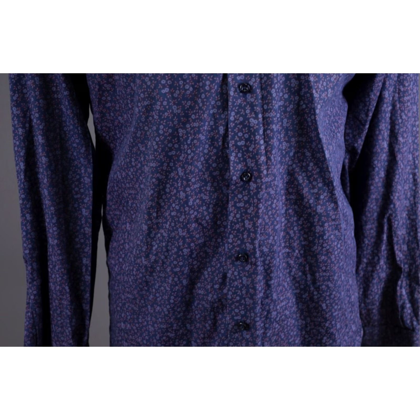 Vintage Camiceria Partenopea Blue Floral Long Sleeve Shirt L Men Button-Up Dress Shirt Size 42R - 7 Thumbnail