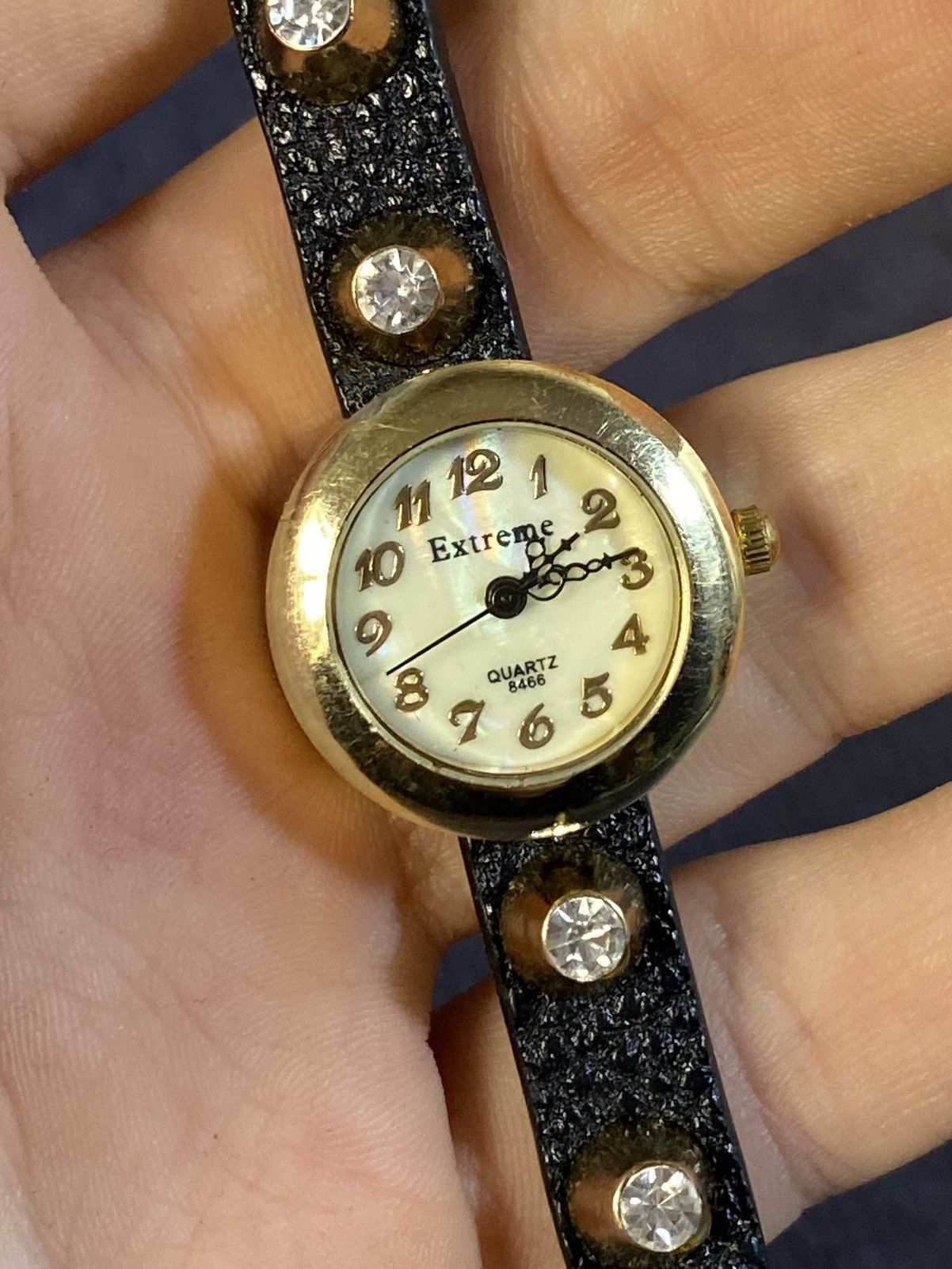 Jewelry × Vintage Extreme Dual Wrap Studded Black Strap Watch Japanese Brand Size ONE SIZE - 11 Thumbnail