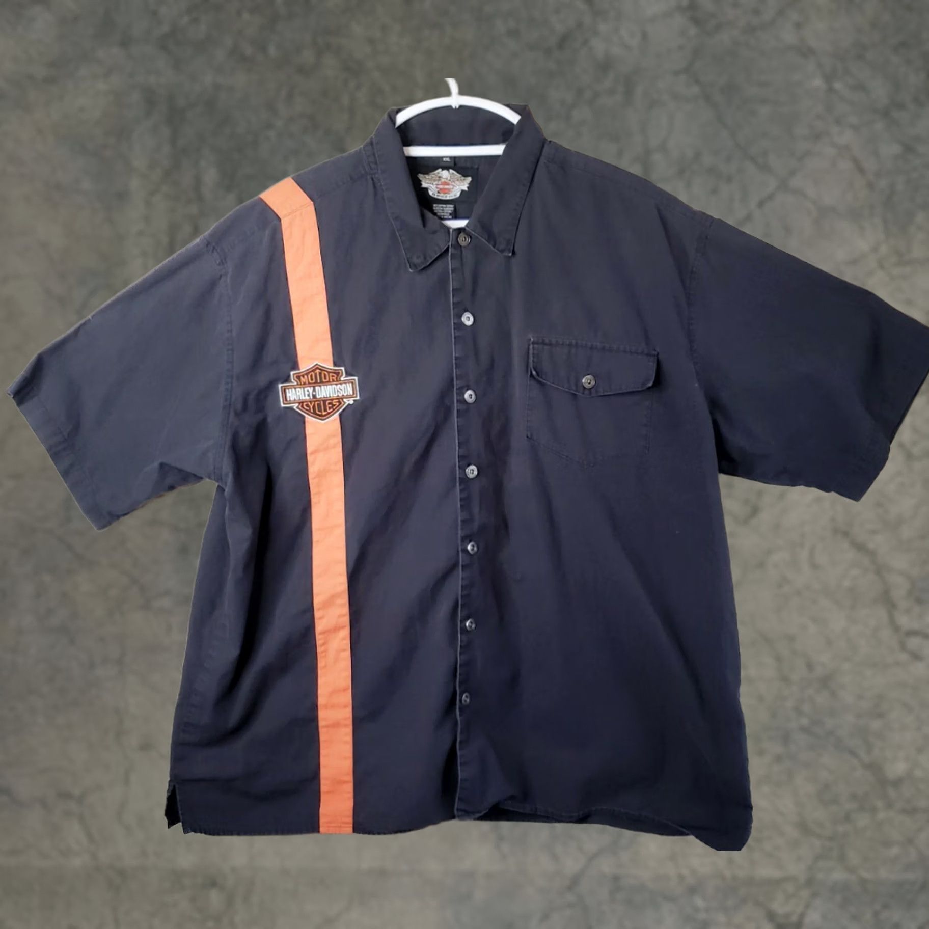 Harley Davidson Harley-Davidson Motorcycles Mechanic Shirt Men's Size 2XL Black Orange Stripe Logo Size US XXL / EU 58 / 5 - 1 Thumbnail