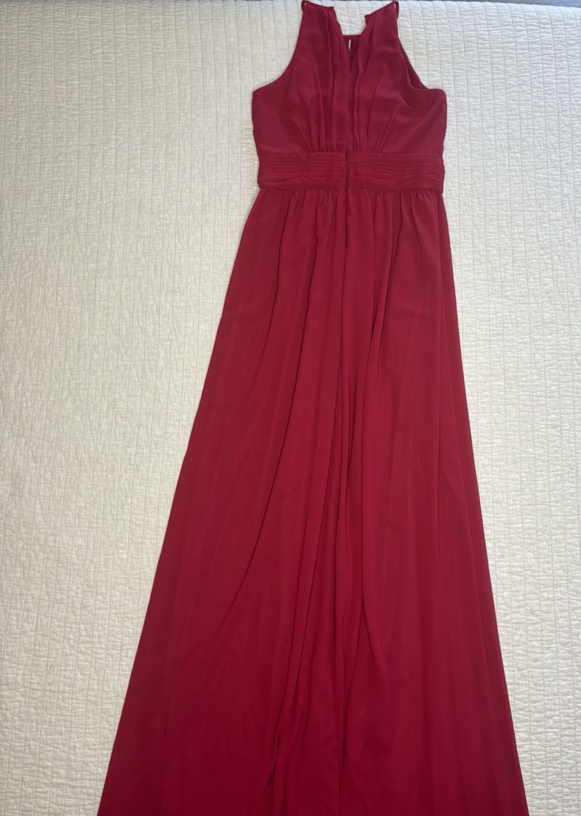 David's Bridal Long Chiffon High Neck Bridesmaid Dress SZ 6