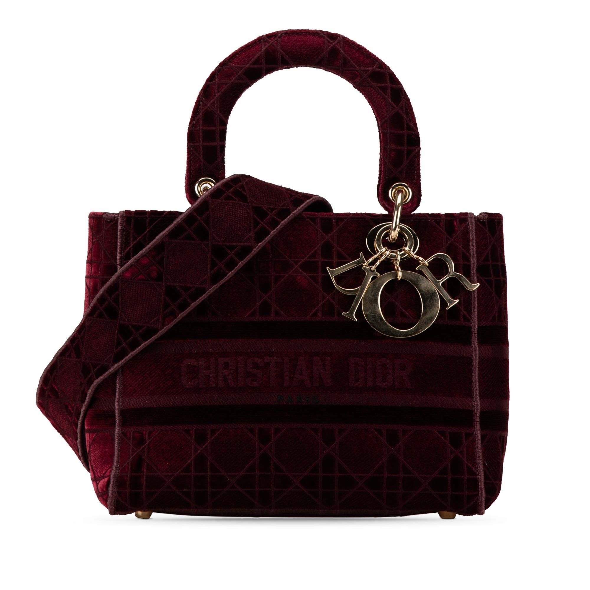 Dior Dior Medium Velvet Cannage Lady D Lite Red Size ONE SIZE - 1 Thumbnail