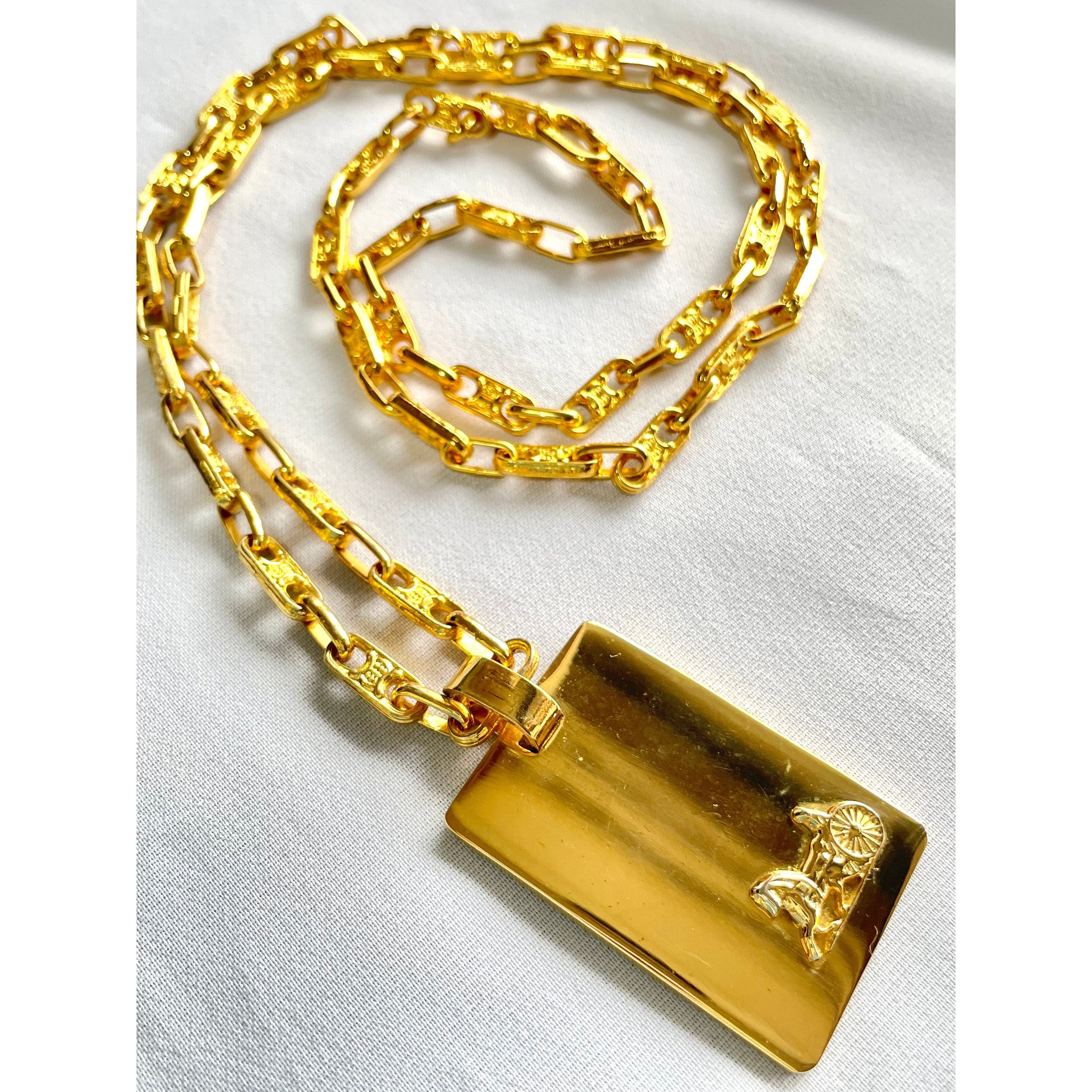 Celine Vintage Celine golden long necklace with triomphe logo Size ONE SIZE - 9 Thumbnail