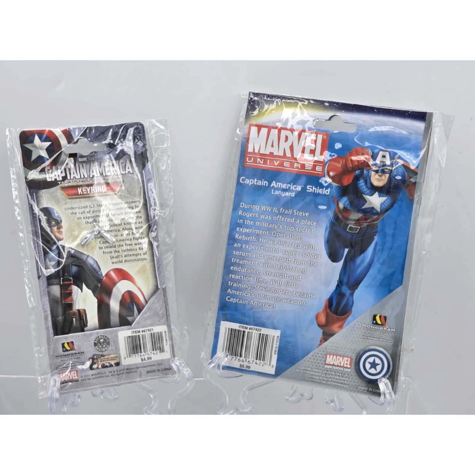 Vintage 2 Lot Marvel Captain America Shield Pewter Key Ring NEW SEALED & Lanyard! Size ONE SIZE - 4 Thumbnail