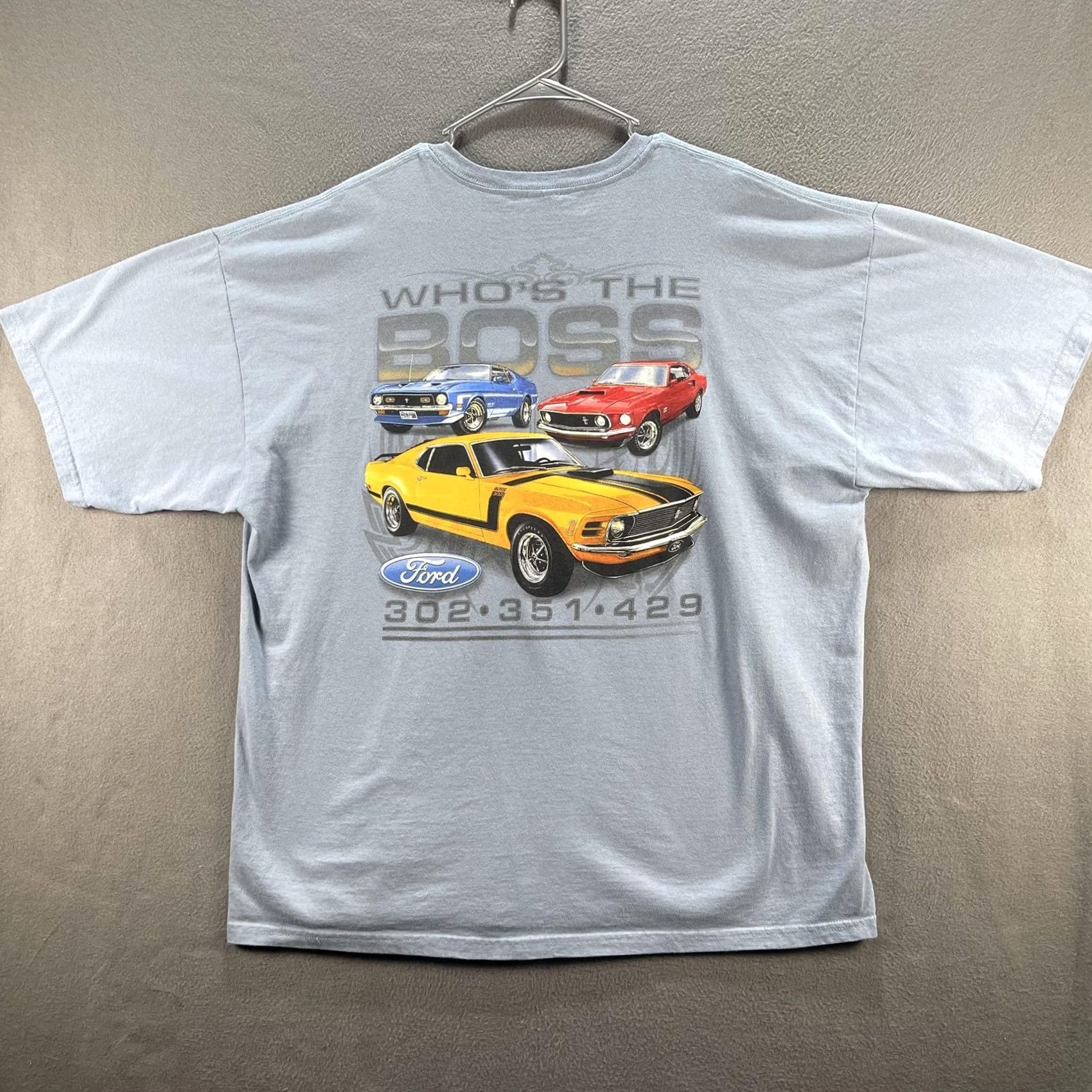 Gildan VINTAGE Ford Boss Mustang Shirt Mens 2XL Gray Classic Car Who's The Boss Muscle Tee Size US XXL / EU 58 / 5 - 2 Thumbnail