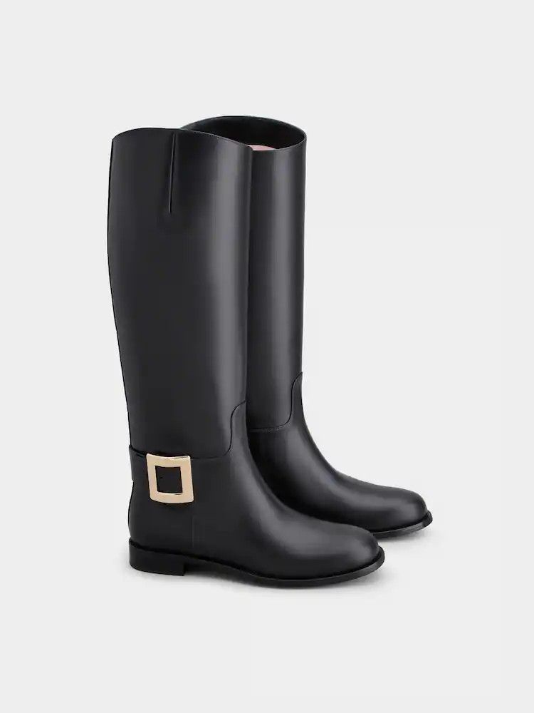 Roger Vivier o1s22i1n0325 Très Vivier Leather Boots in Black Size US 7 / IT 37 - 2 Thumbnail