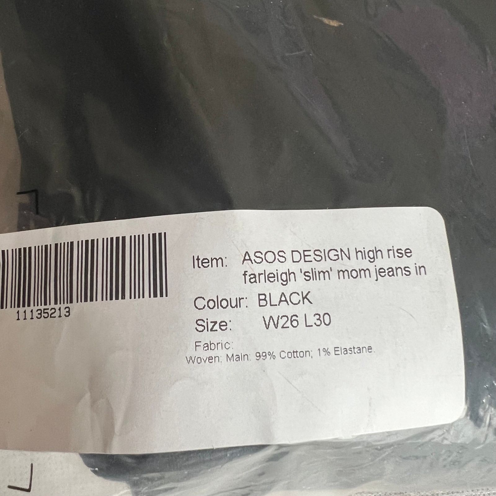 Asos Asos Design Clean Black Slim Mom Jeans, W26L30 Size 26" / US 2 / IT 38 - 10 Thumbnail