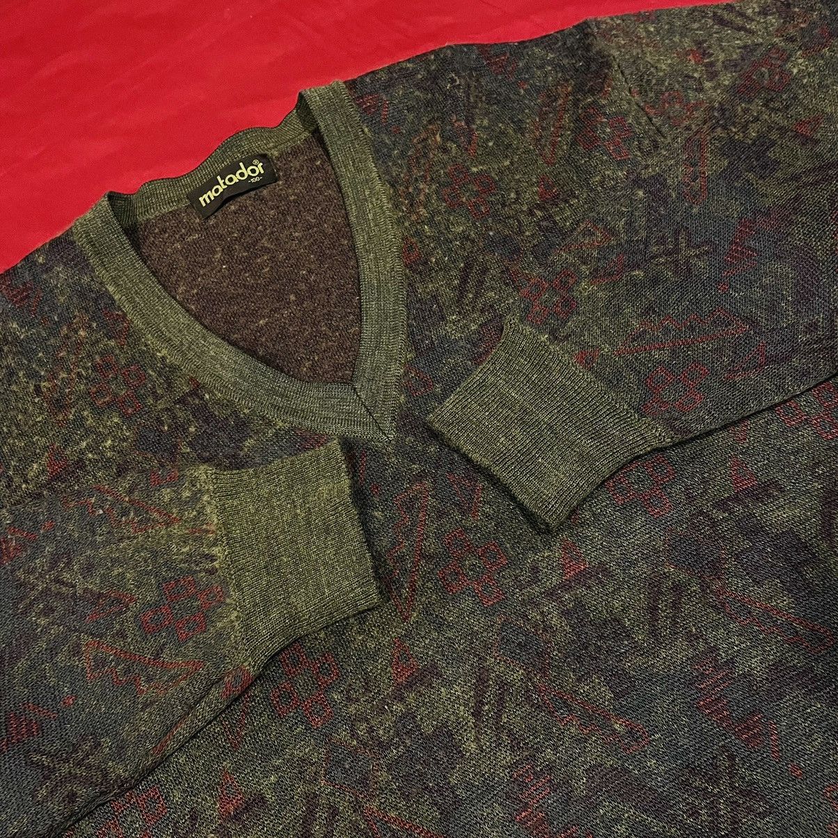 Vintage V Neck Monogram Knitted Sweater… Size M / US 6-8 / IT 42-44 - 1 Thumbnail