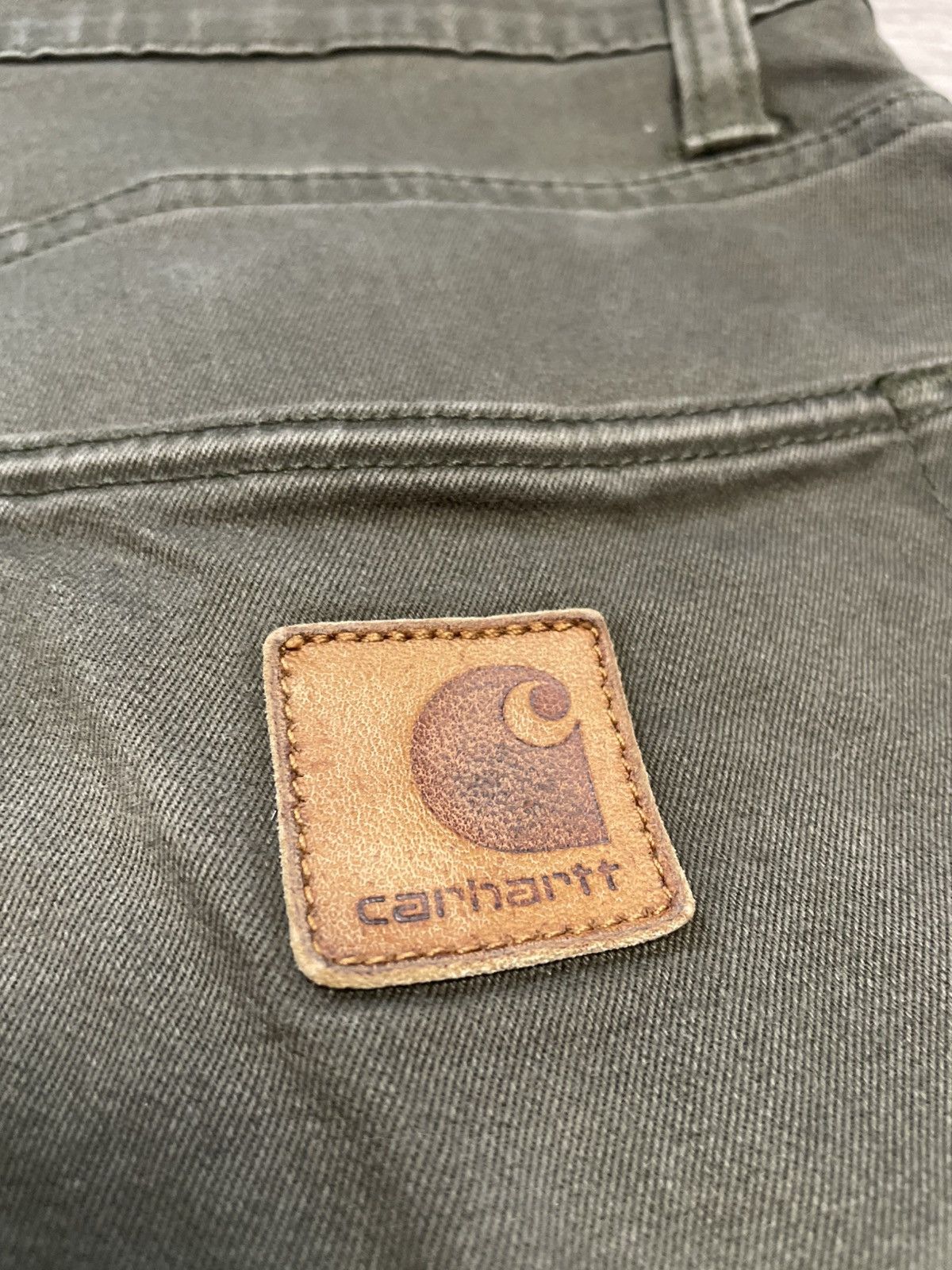 Carhartt Vintage Carhartt Klondike Pants Dark Green Leather Logo Y2K Size US 31 - 14 Thumbnail