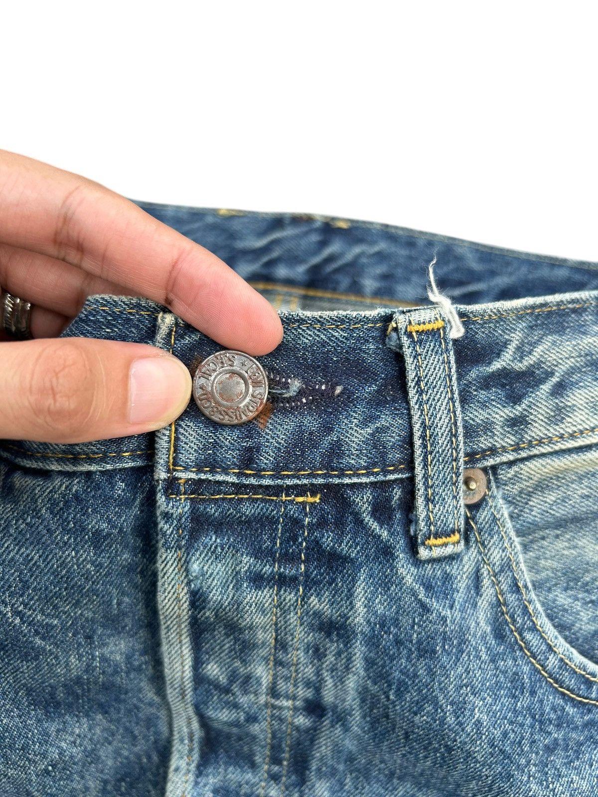 Kapital Levis Big E 501XX Selvedge Distressed Denim Jeans Size US 34 / EU 50 - 6 Thumbnail