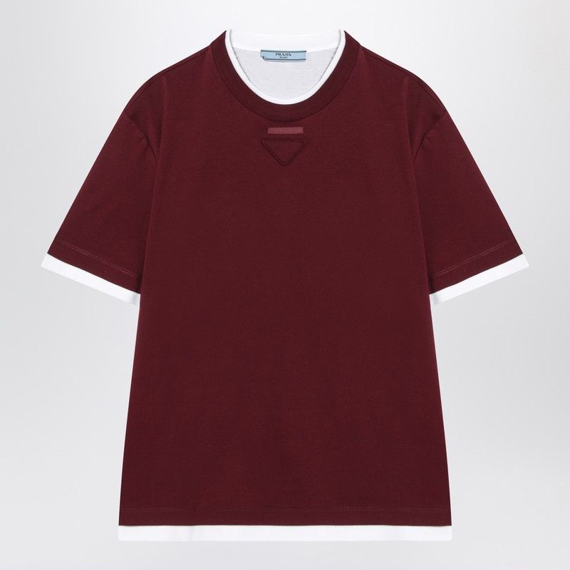 Tシャツ・カットソー PRADA AMARANTH T-SHIRT IN COTTON JERSEY Amaranth Red/Maize Yellow Cotton jersey T-shirt | PRADA
