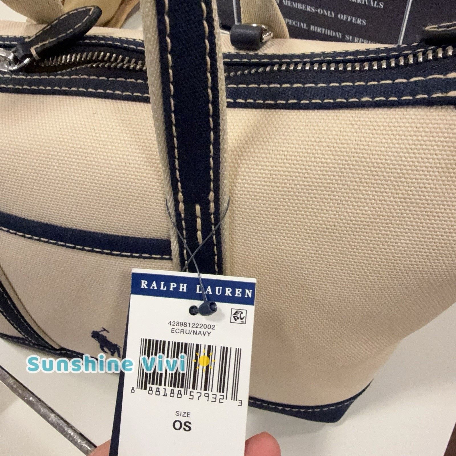 Polo Ralph Lauren NWT Polo Ralph Lauren Canvas Zip Tote Bag Crossbody Navy Size ONE SIZE - 2 Thumbnail