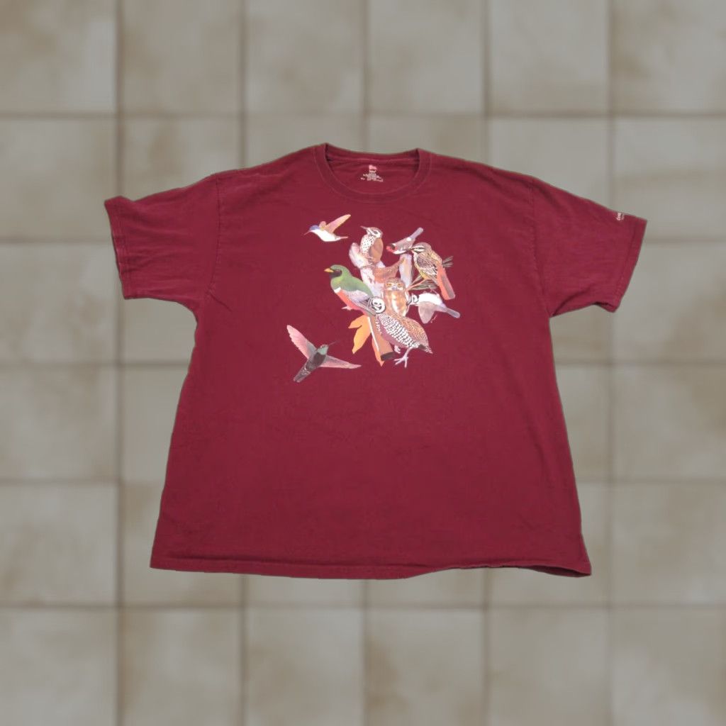 Hanes VINTAGE Hanes Shirt Mens XL Red Birds Crew Neck Short Sleeve T-Shirt 80s Classic School Leisure Collection Size US XL / EU 56 / 4 - 1 Thumbnail