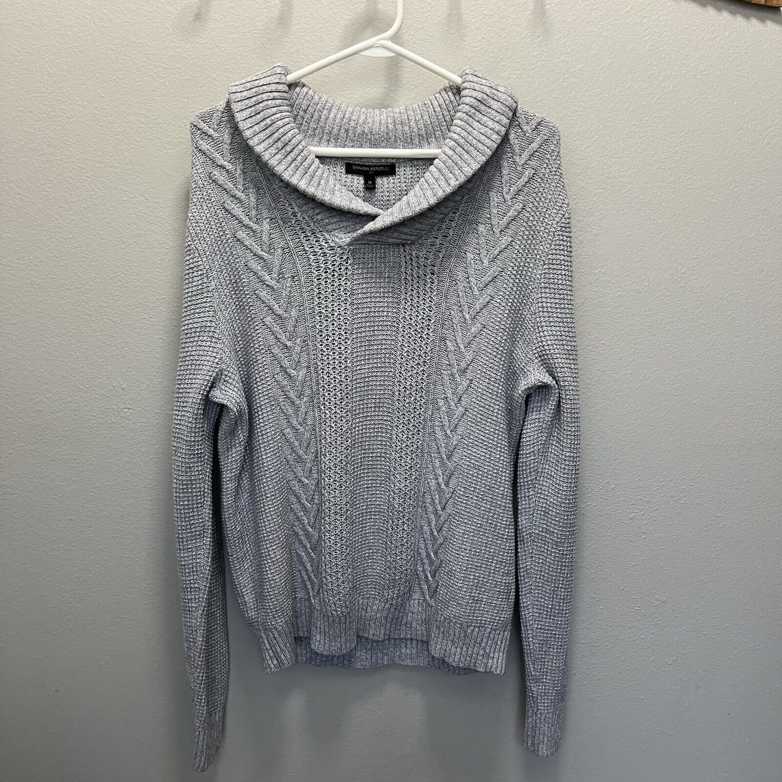 Banana Republic Banana Republic | Cable Knit Shawl N. Fisherman Sweater Wool Size US M / EU 48-50 / 2 - 2 Thumbnail