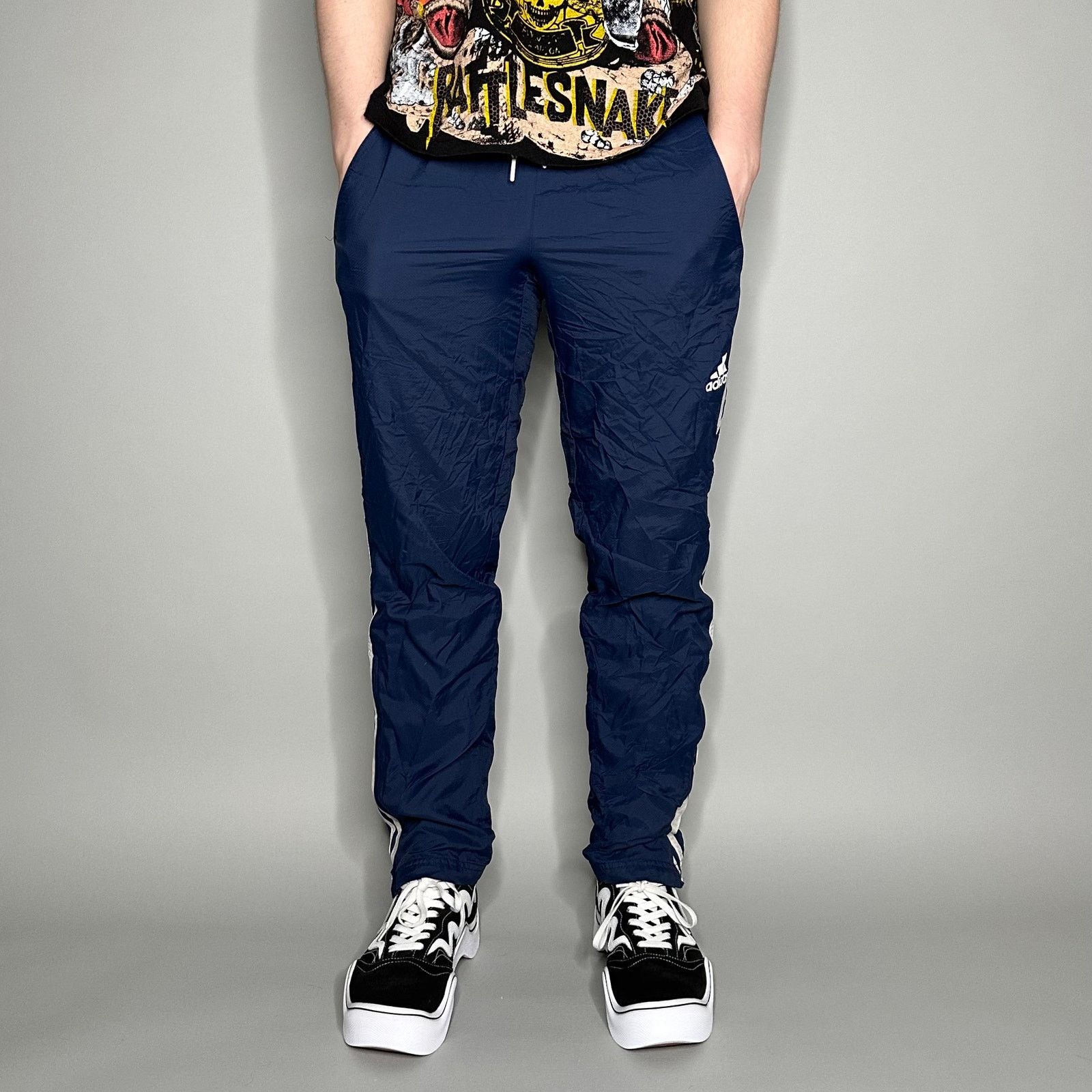 Adidas Vintage Y2K Adidas Track Pants Mens S Navy Blue Polyester Size US 30 / EU 46 - 2 Thumbnail