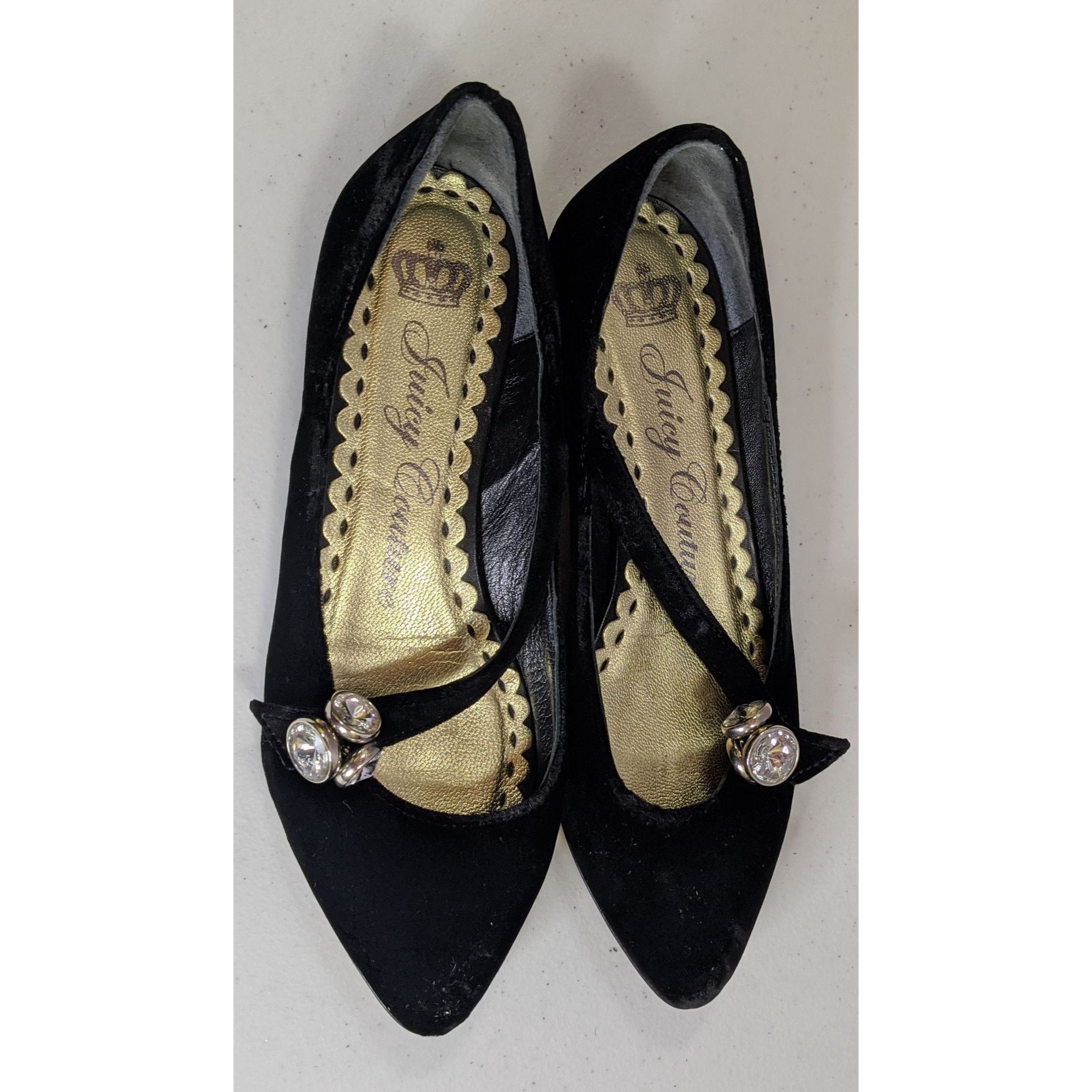 Juicy Couture Juicy Couture Black Velvet Rhinestone Embellished Flats Size Size US 6.5 / IT 36.5 - 6 Thumbnail