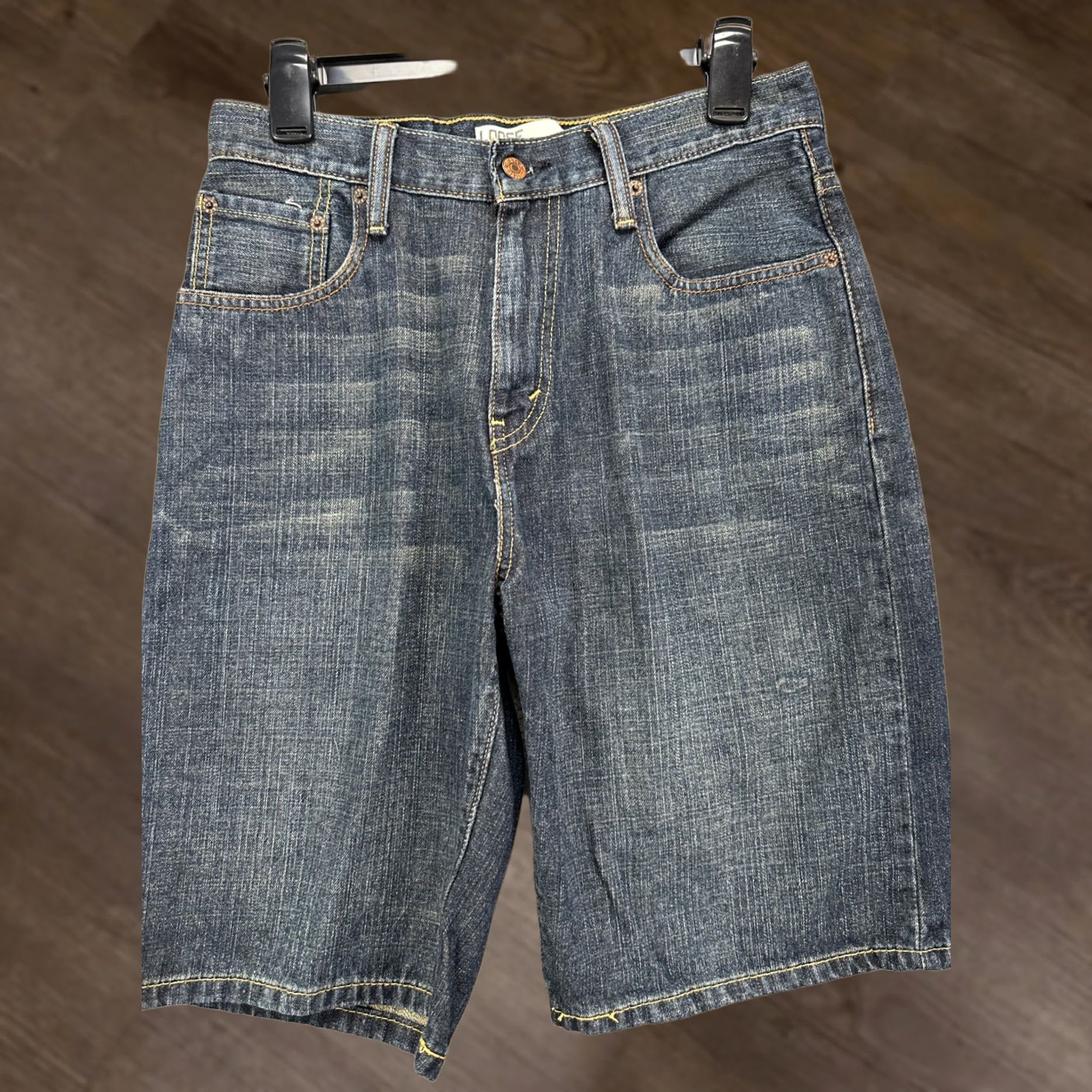 Levi's Levi's 569 Shorts Mens 29 Blue Distressed Loose Straight Red Tab Flat Front Denim Size US 29 - 1 Thumbnail