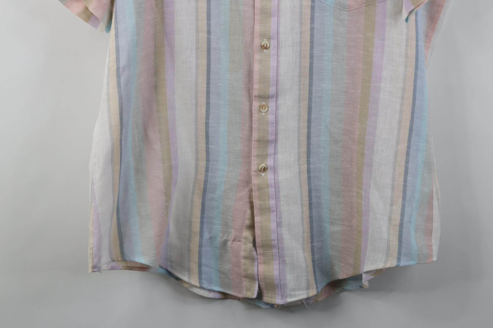 Vintage Vintage 70s Streetwear Knit Pastel Striped Button Shirt USA Size US L / EU 52-54 / 3 - 3 Thumbnail