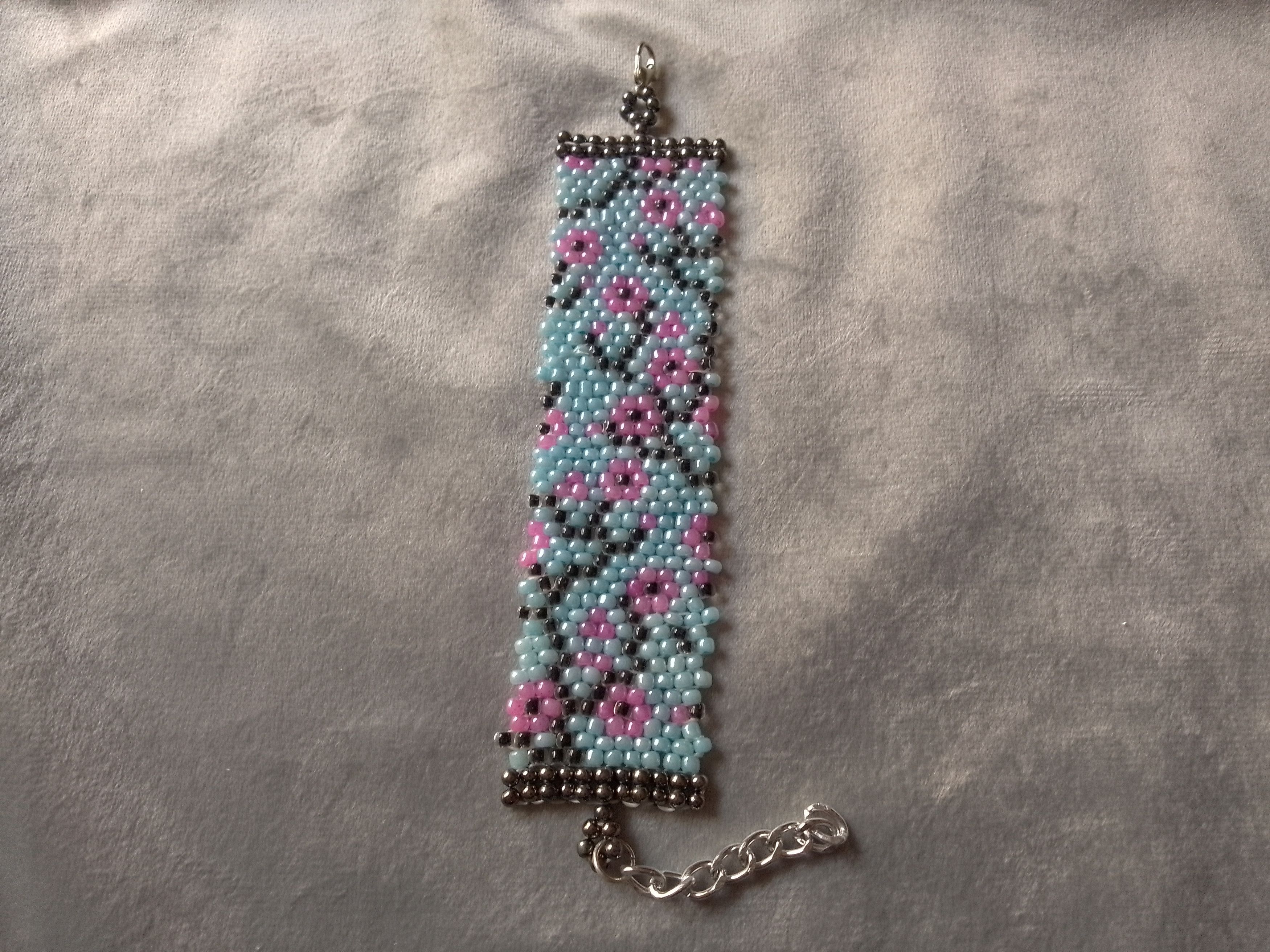 Handmade Bracelet Blue Beaded Japanese Style Pattern Size ONE SIZE - 4 Thumbnail
