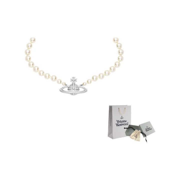 Vivienne Westwood Vivienne Westwood Pearl Choker with Relief Detail -2507 Size ONE SIZE - 1 Thumbnail