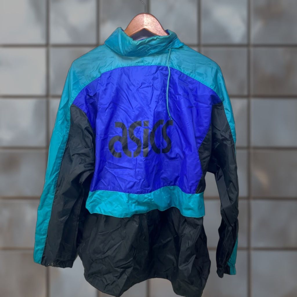 Asics VINTAGE ASICS Windbreaker Jacket Mens L Blue 90s Logo Windbreaker 90s, Skull Size US L / EU 52-54 / 3 - 1 Thumbnail