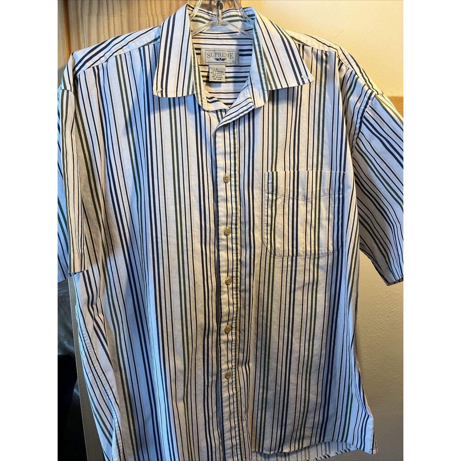 Supreme Supreme Vintage Men’s L White Blue Striped SS Cotton Shirt Size US L / EU 52-54 / 3 - 2 Thumbnail