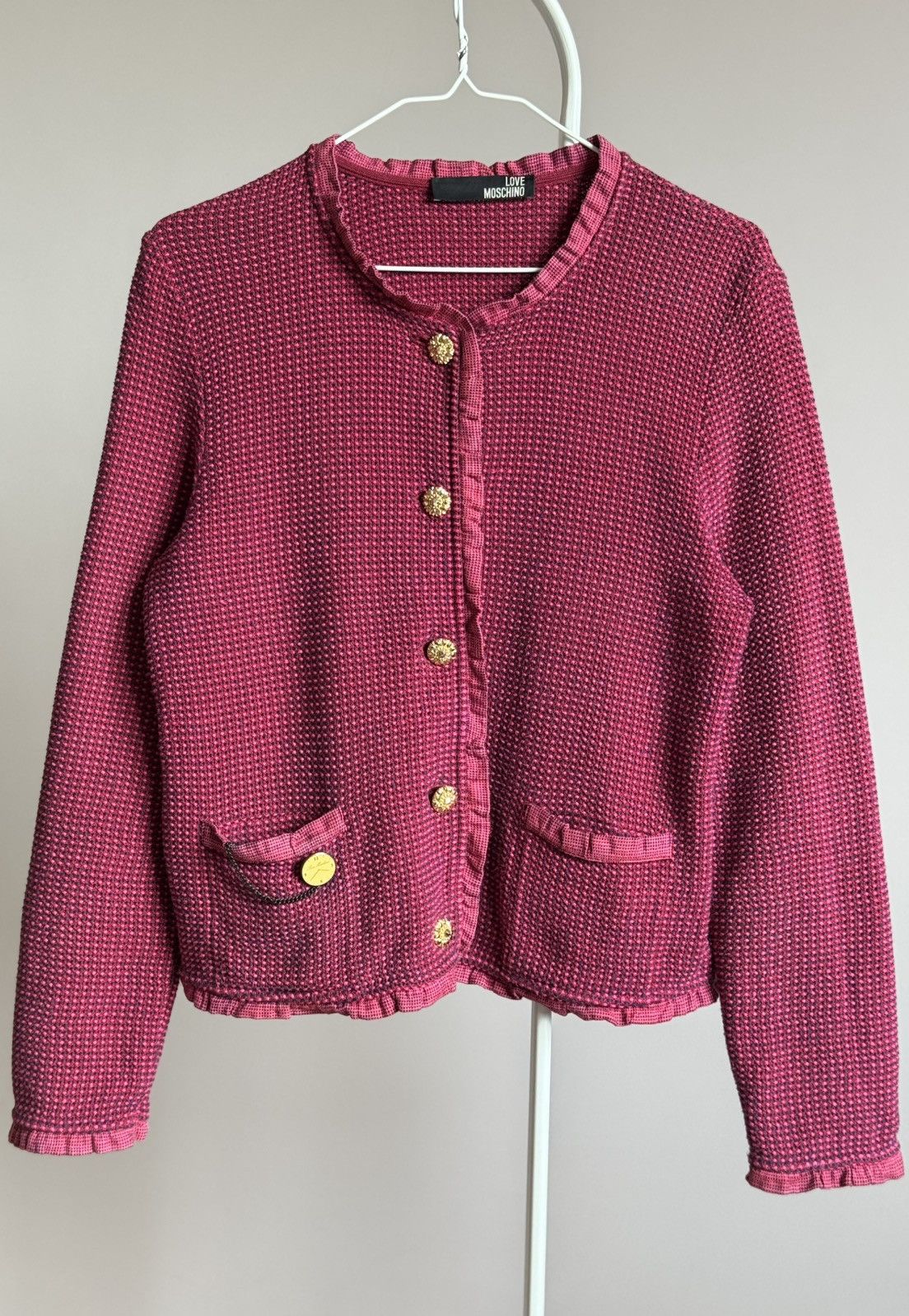 Moschino Love Moschino Pink Knit Cardigan Blazer Sweater Size XL / US 12-14 / IT 48-50 - 1 Thumbnail