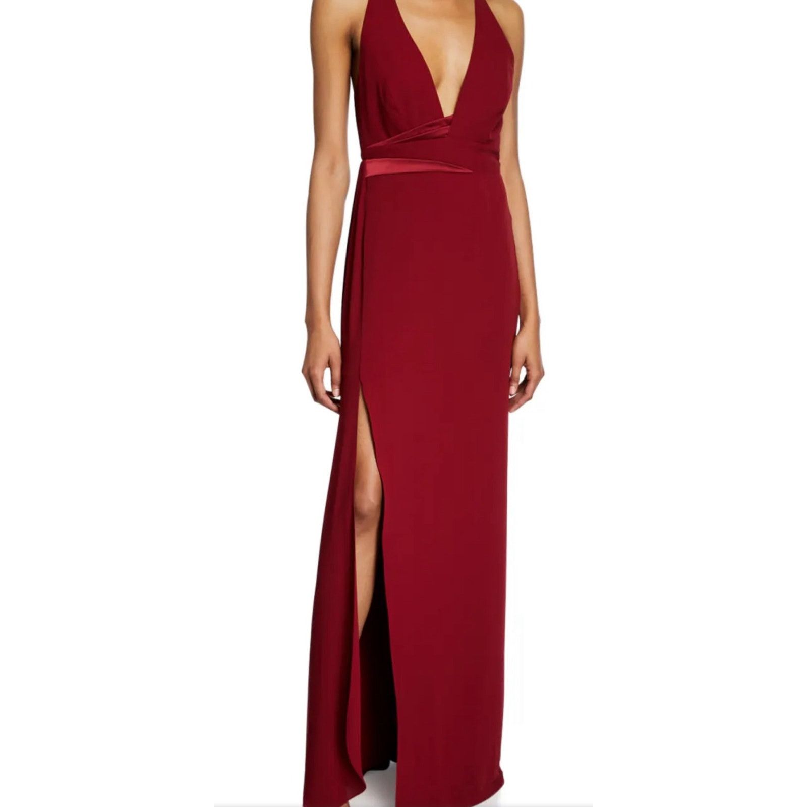 Halston Halston V Neck Halter Gown, NWT, size: 8 Size M / US 6-8 / IT 42-44 - 3 Thumbnail