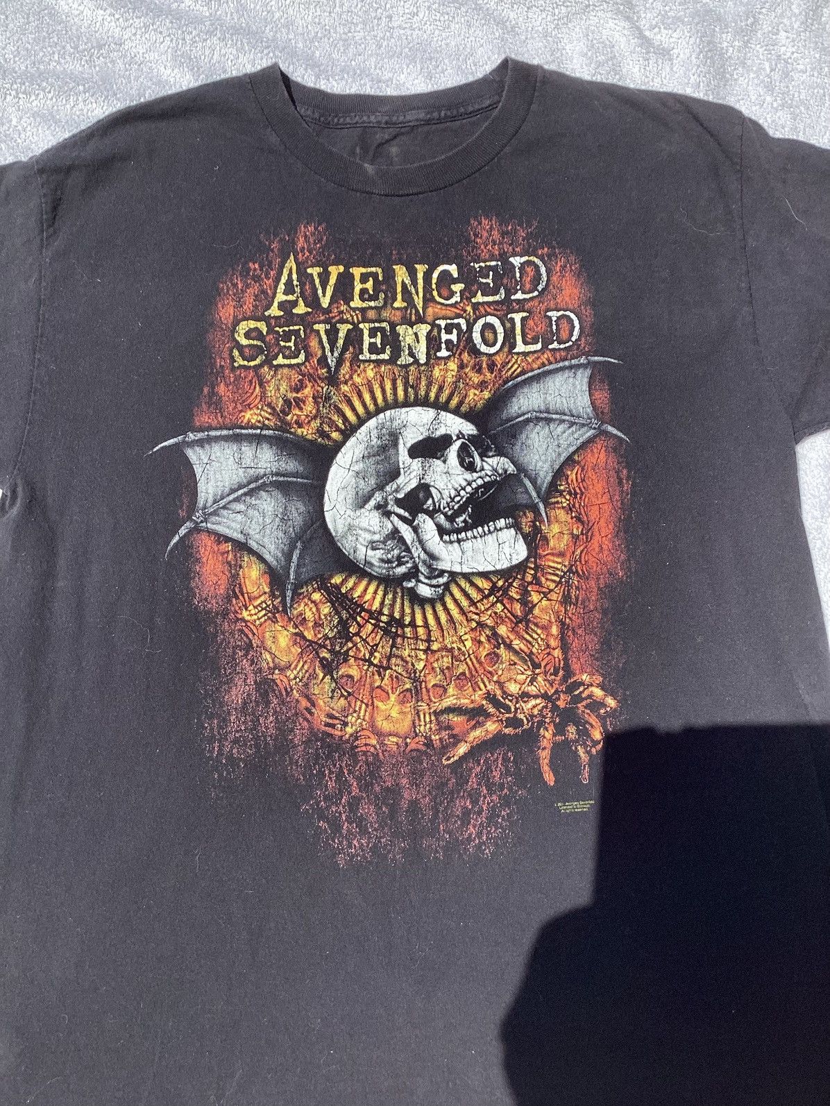 Band Tees 2011 Avenged Sevenfold skull and wings band merchandise Tee Size US L / EU 52-54 / 3 - 2 Thumbnail