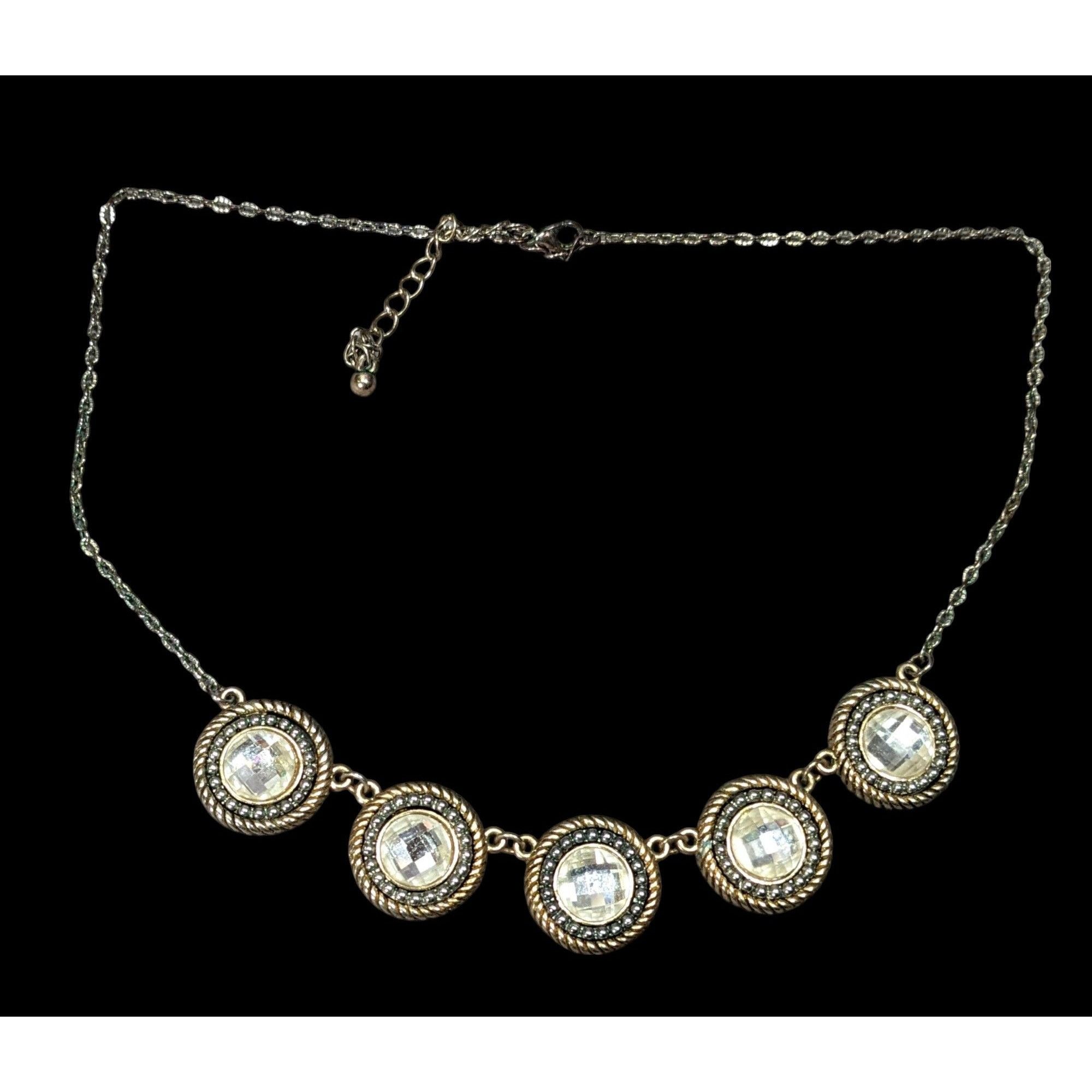 Other Elegant Glam Gold Tone Faceted Glass Gemmed Necklace Size ONE SIZE - 1 Thumbnail