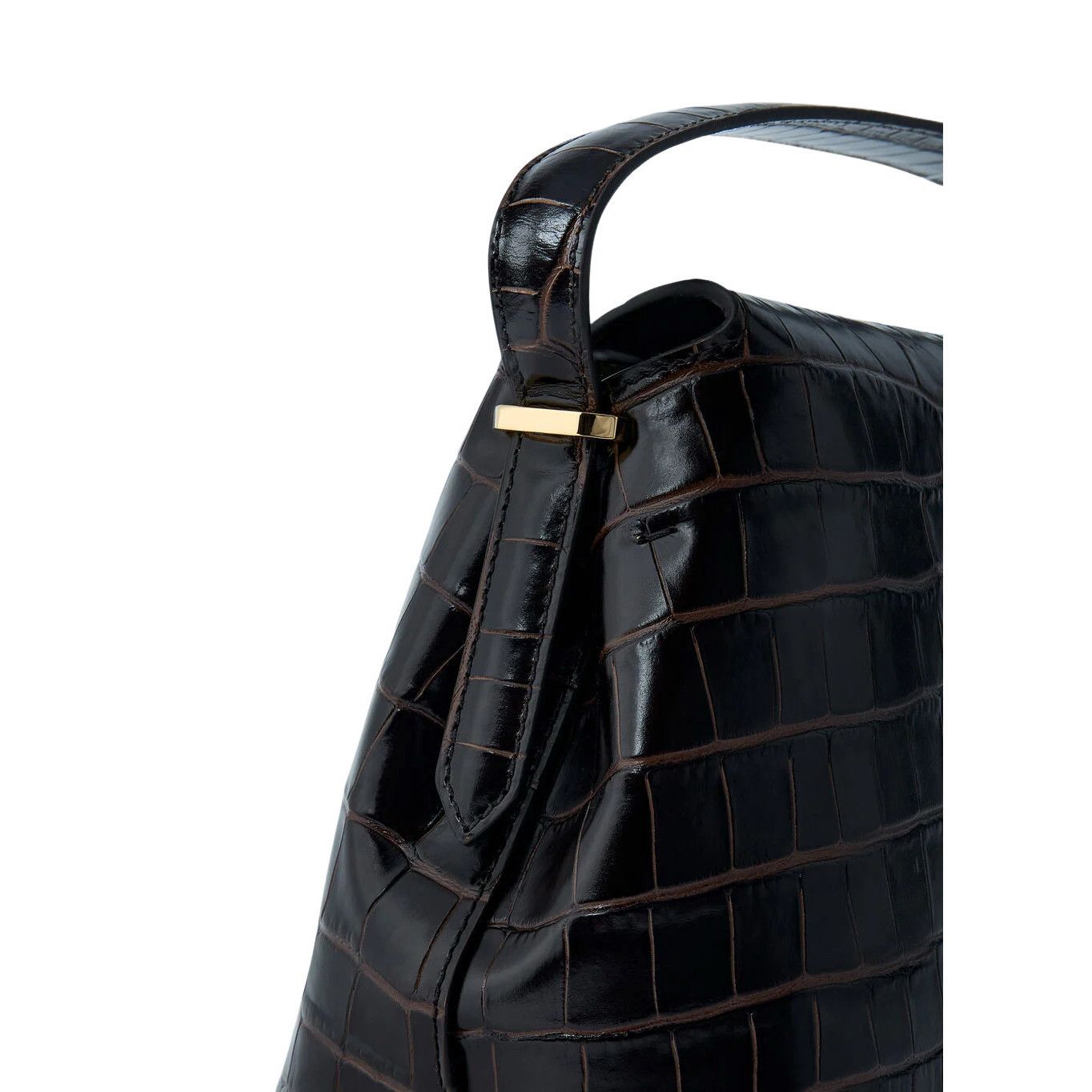 Toteme TOTEME T-Lock Brown Embossed Leather Top Handle Bag New Size ONE SIZE - 3 Thumbnail