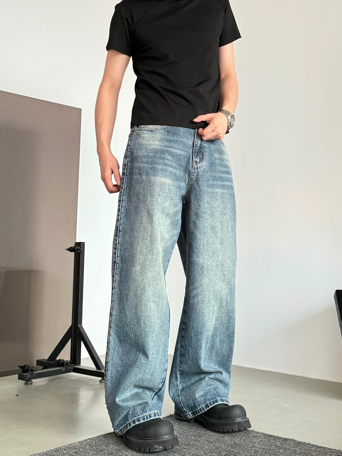 Other Whiskered Straight Wide-Leg Denim Jeans Size US 30 / EU 46 - 1 Thumbnail