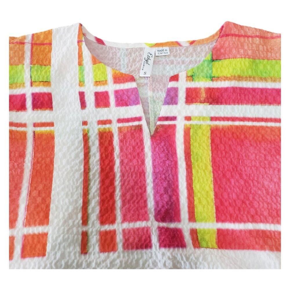Designer CT783 Ethyl Short Sleeve Tangerine & White Blouse Size S / US 4 / IT 40 - 3 Thumbnail