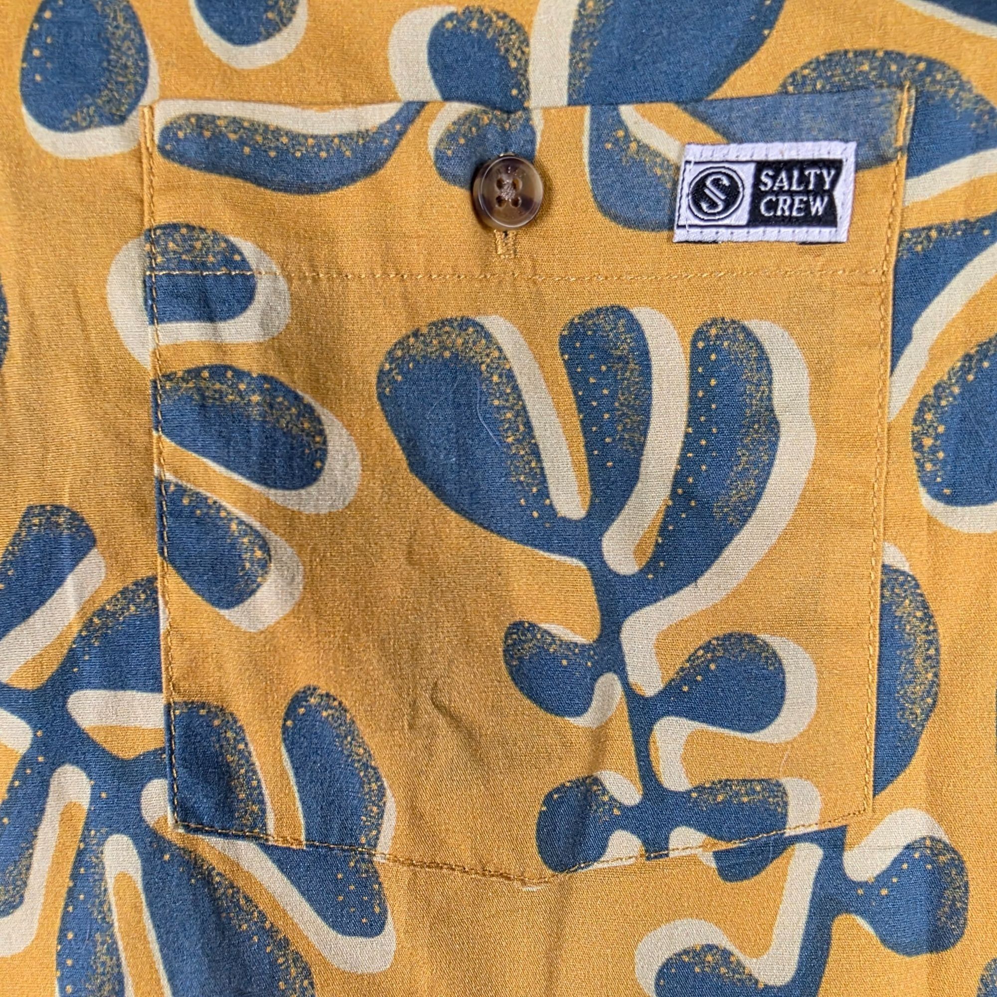 Other Salty Crew Mens XL Yellow Blue Short Sleeve Button Up Shirt Size US XL / EU 56 / 4 - 4 Thumbnail