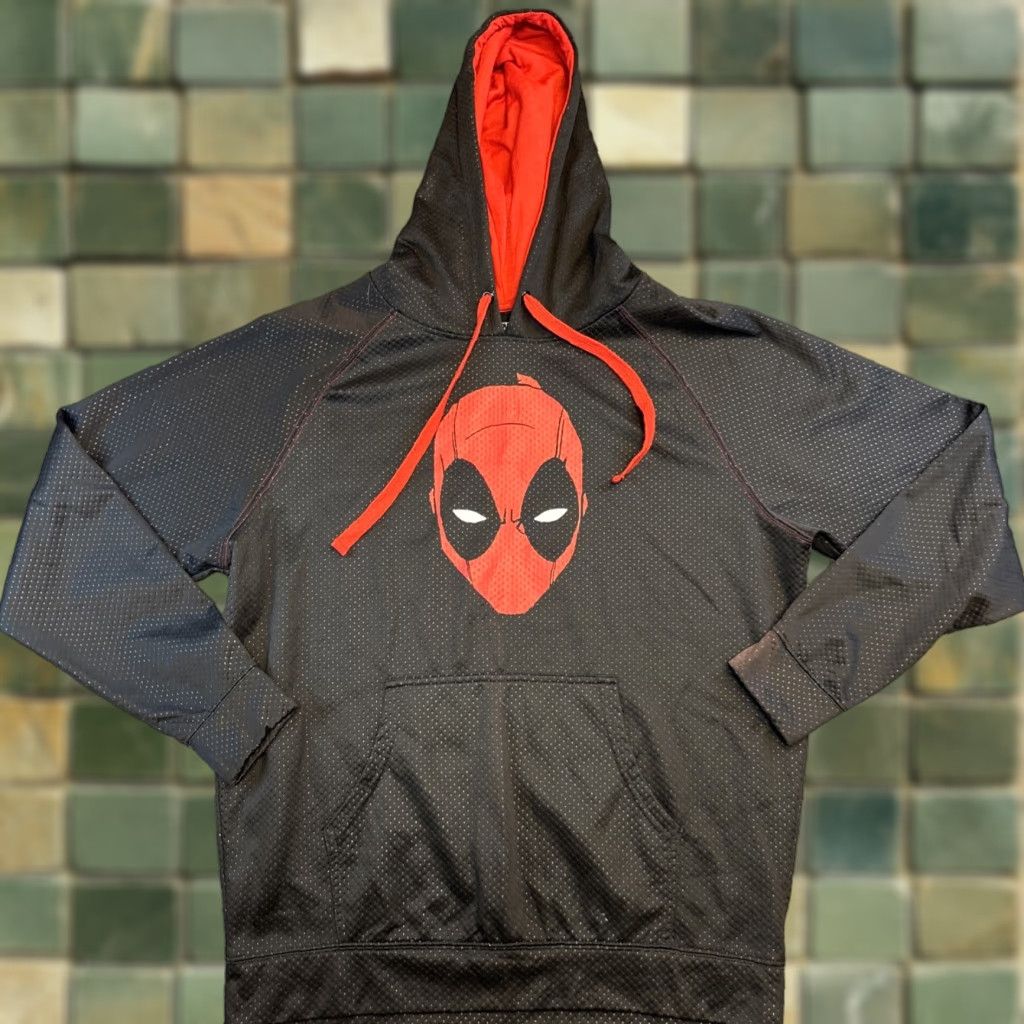 Vintage Deadpool Marvel Comics Black Red Hoodie Sweatshirt Men's L Hooded Pullover Black Red Marvel Comics Shirts Mens L Size US L / EU 52-54 / 3 - 1 Thumbnail