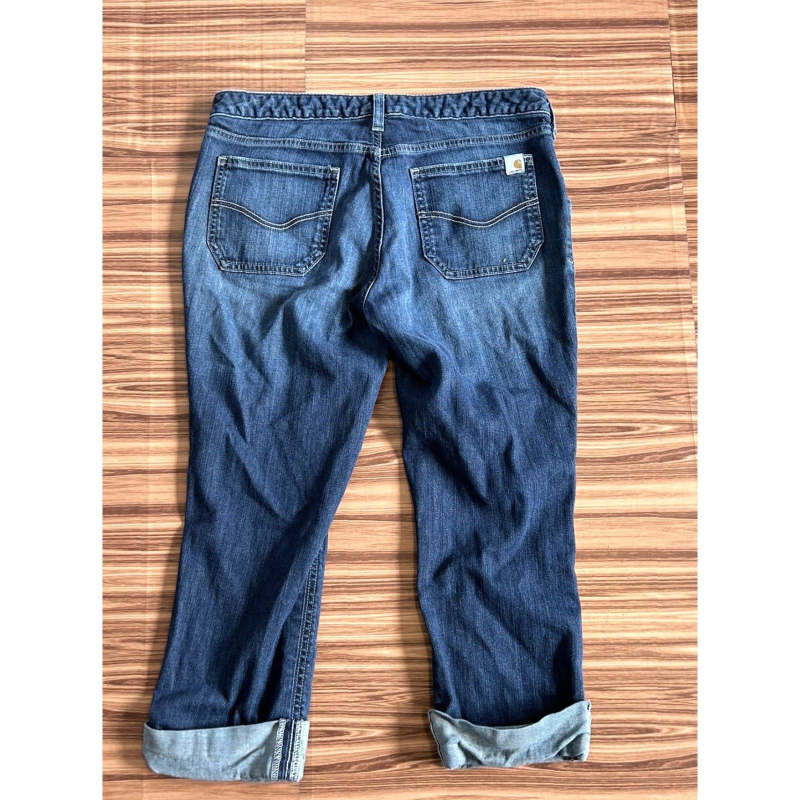 Carhartt Carhartt Curvy Fit Womens Jeans Capri Mid Rise Cuffed Stretch Blue Size 10 Size 32" / US 10 / IT 46 - 2 Thumbnail