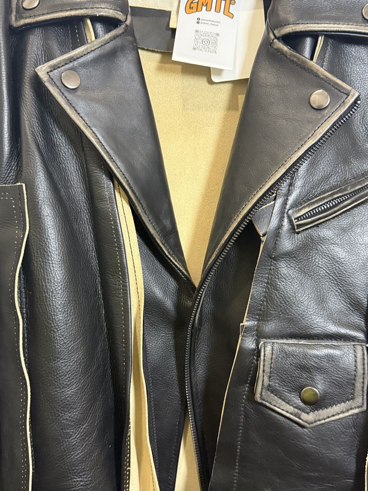 H&M × Maison Margiela Deconstructed Leather Biker Jacket Size XS / US 0-2 / IT 36-38 - 10 Thumbnail