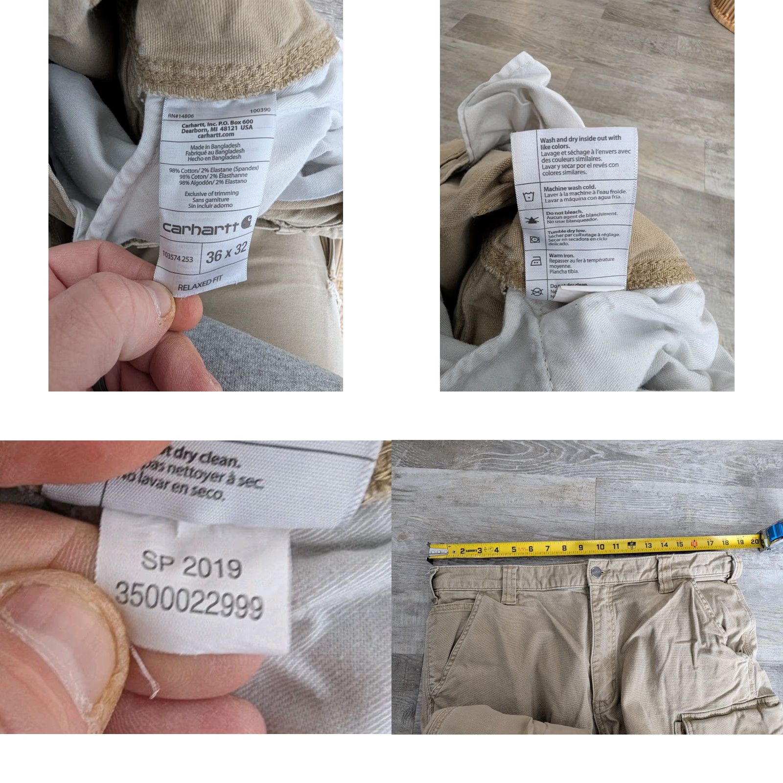 Carhartt VINTAGE Carhartt Cargo Rugged Flex Relaxed Fit Work Pants 103574 253 Tan Mens 36 x 32 Size US 36 / EU 52 - 8 Thumbnail