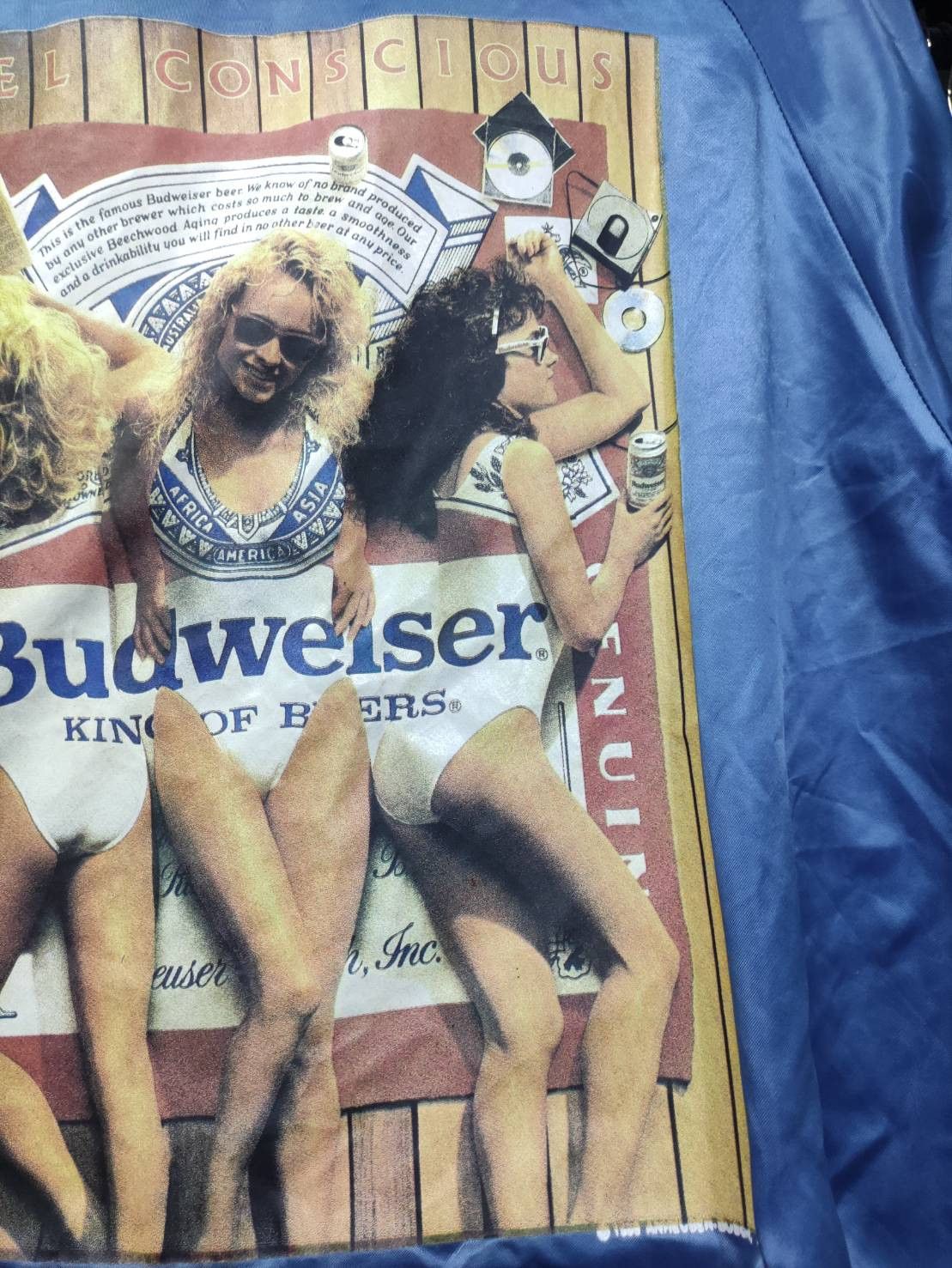 Budweiser Vtg 80's Budweiser Beer Label Conscious Promo USA Bomber Size US XL / EU 56 / 4 - 13 Thumbnail
