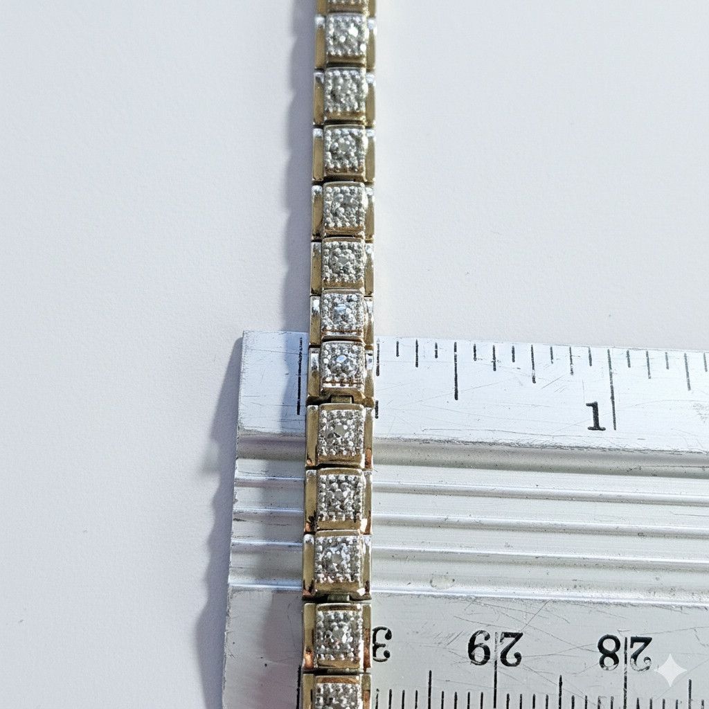 Other Tennis Bracelet 7.5" 925 Silver Gold Vermiel Square Link Size ONE SIZE - 12 Thumbnail