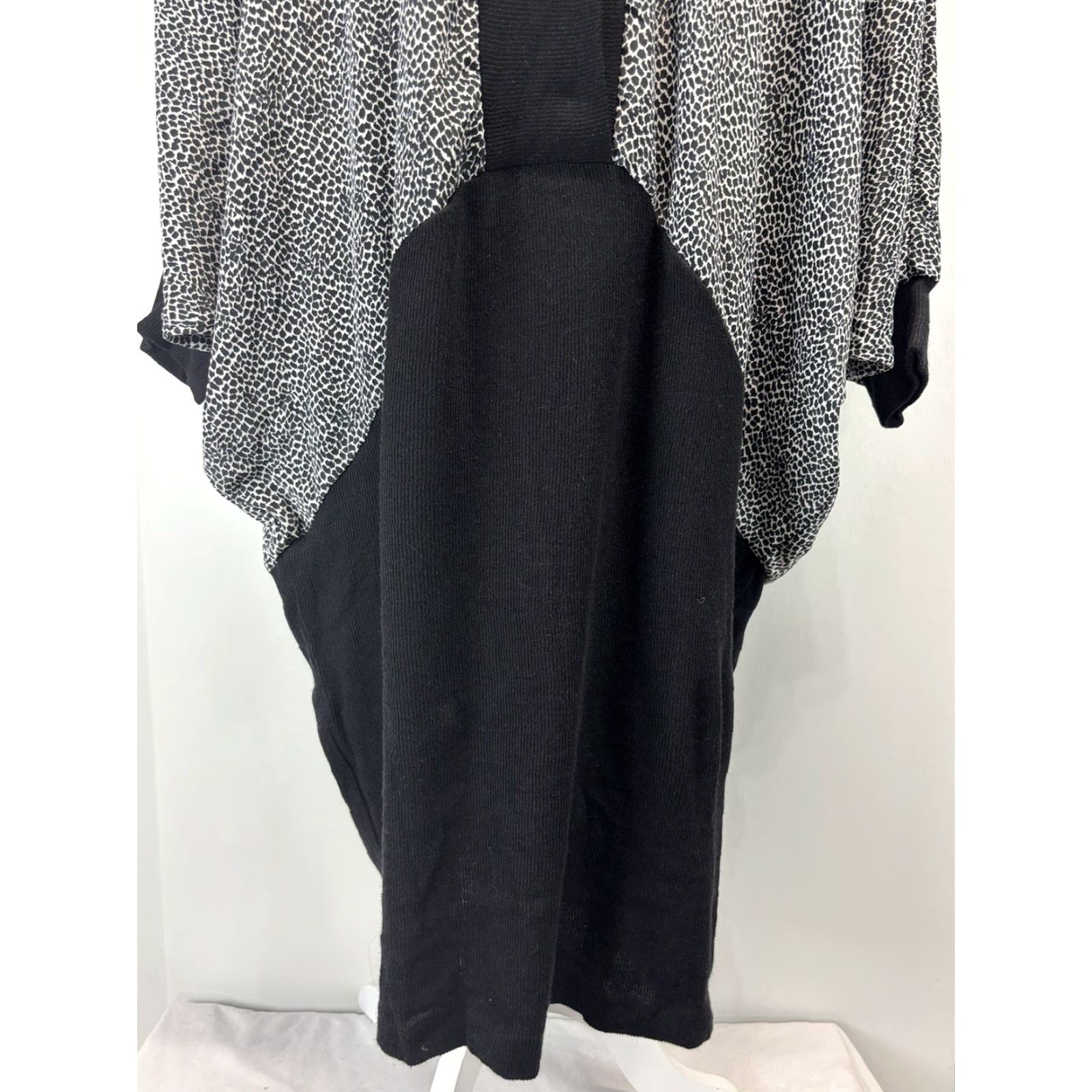 Vintage VINTAGE Ricky Smithline Batwing Dress 24W Plus Knit Stretch Skirt Oversized Top Blouson 1980s Black White Mens Women? Size 4XL / US 24-26 - 7 Thumbnail