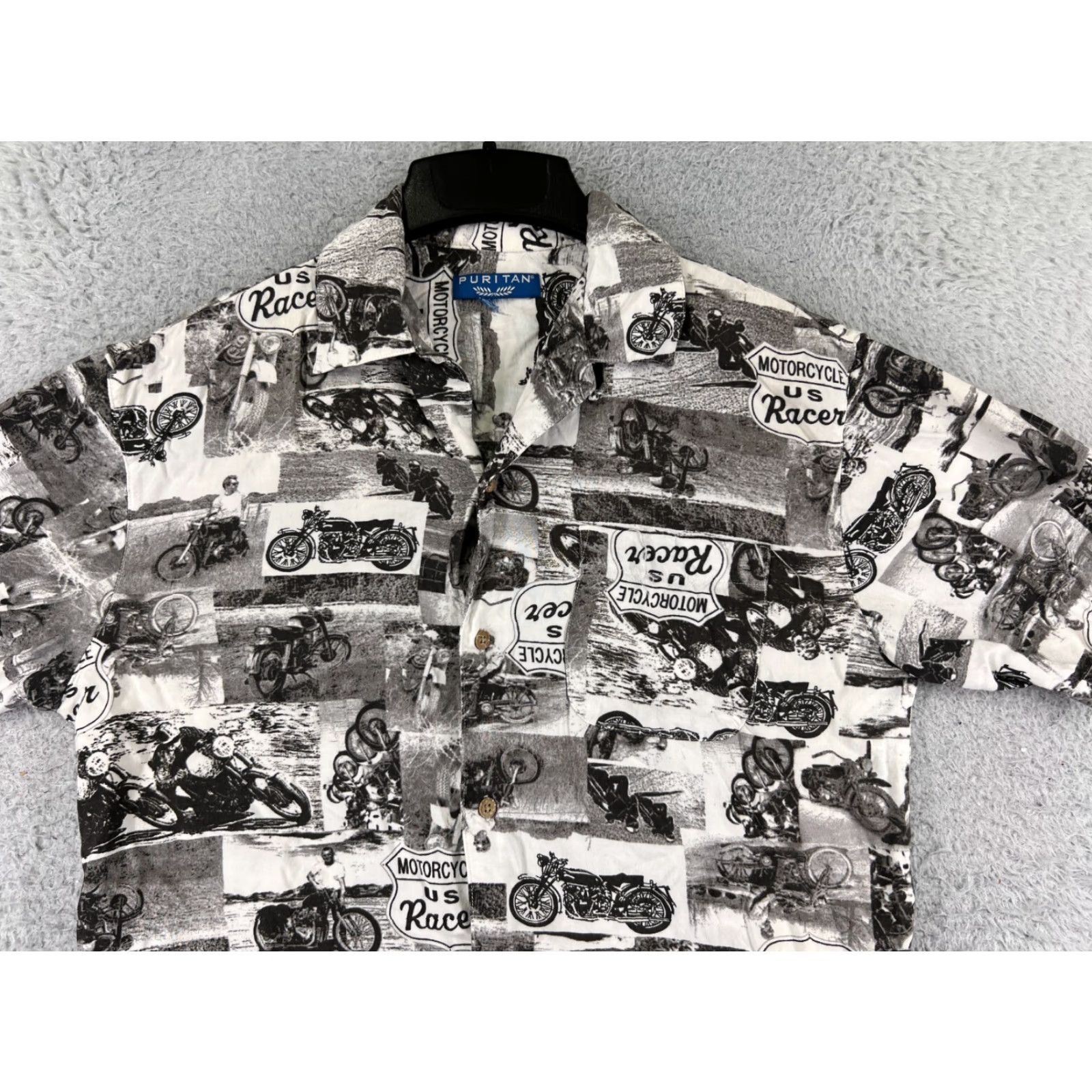 Vintage Puritan Shirt Mens Medium Black White Hawaiian Pattern Shirt Button-Up Casual Size US M / EU 48-50 / 2 - 4 Thumbnail