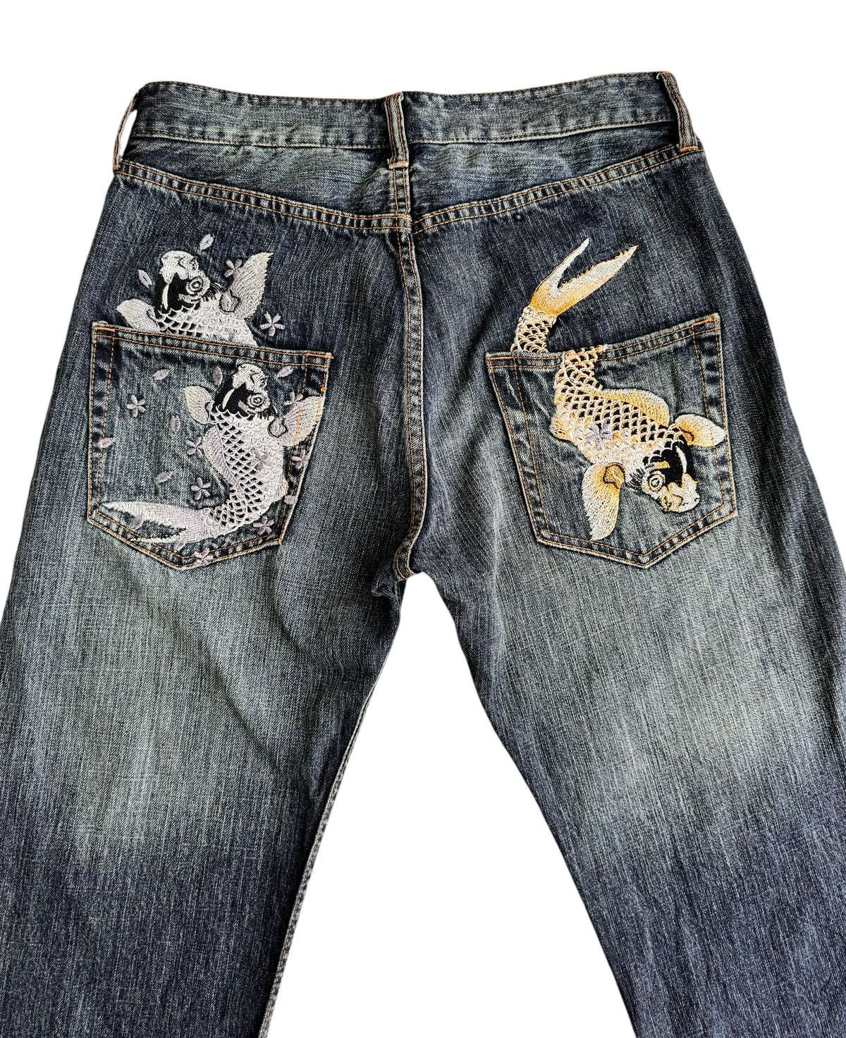Japanese Brand ⚡️⚡️Japanese Brand Embroidery Fish Koi Denim Jeans Size US 30 / EU 46 - 6 Thumbnail