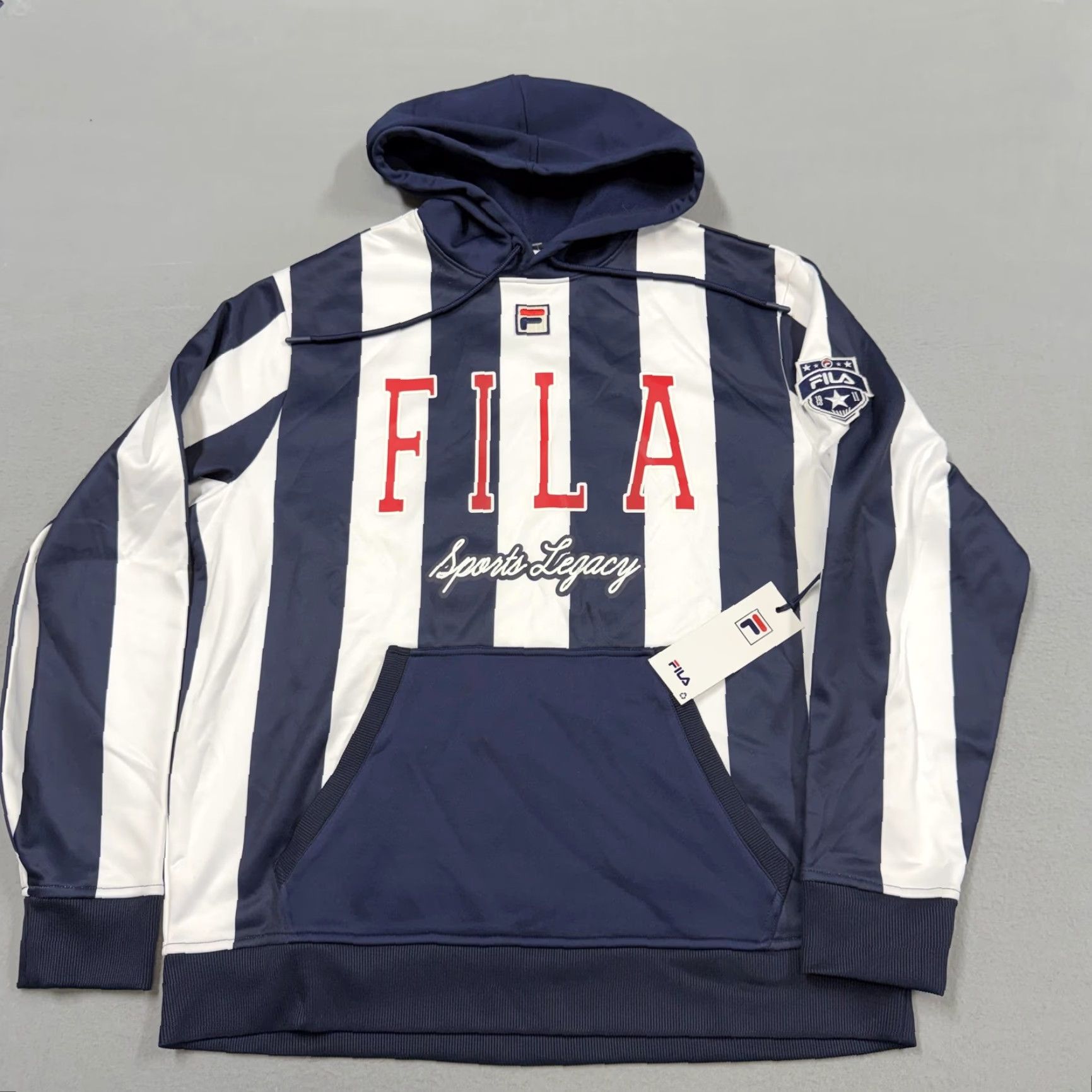 Fila Fila Hoodie Mens Medium Blue White Stripe Sports Legacy Soccer Size US M / EU 48-50 / 2 - 2 Thumbnail