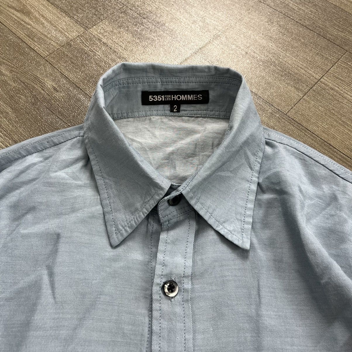 5351 POUR LES HOMMES 1990s Vintage 5351 Pour Les Homme Blue Denim Shirt Designer Size US M / EU 48-50 / 2 - 3 Thumbnail